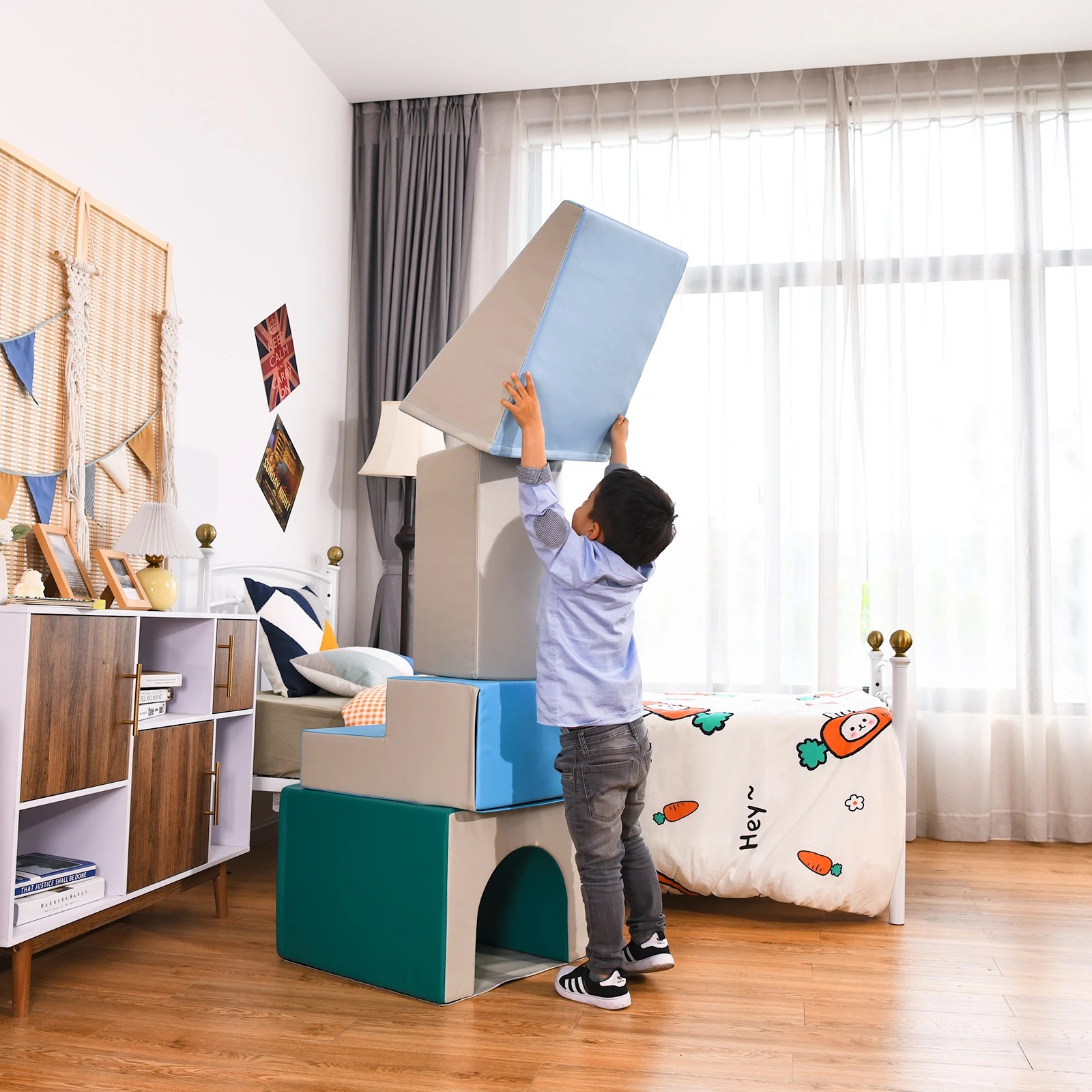 3 Costway 4PCS Soft Corner Climbing Sliding Blocks - Blue, 3 of 3