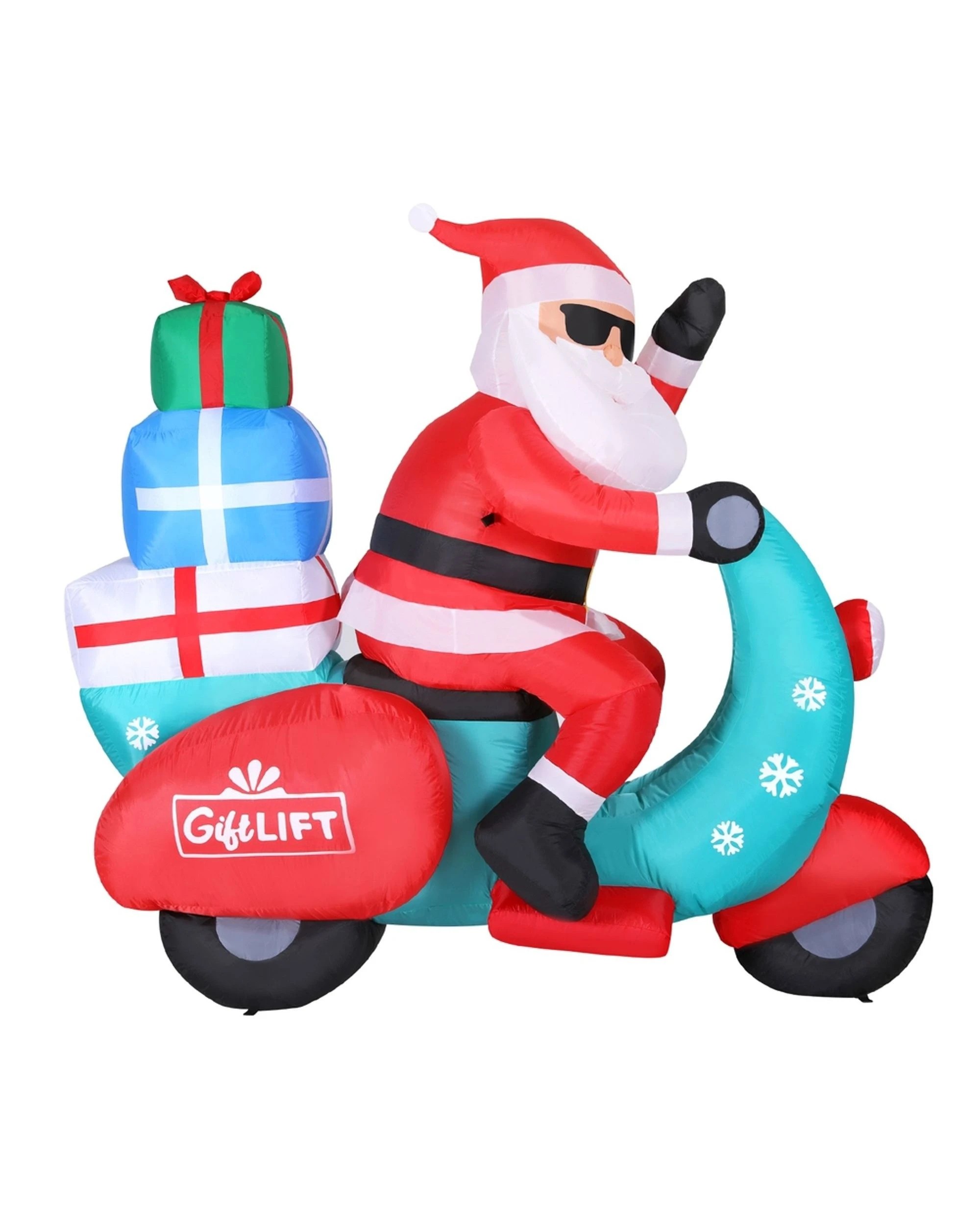 3 Jingle Jollys Christmas Inflatable Santa Motorbike LED Illuminated Decorations - Multi, 3 of 7