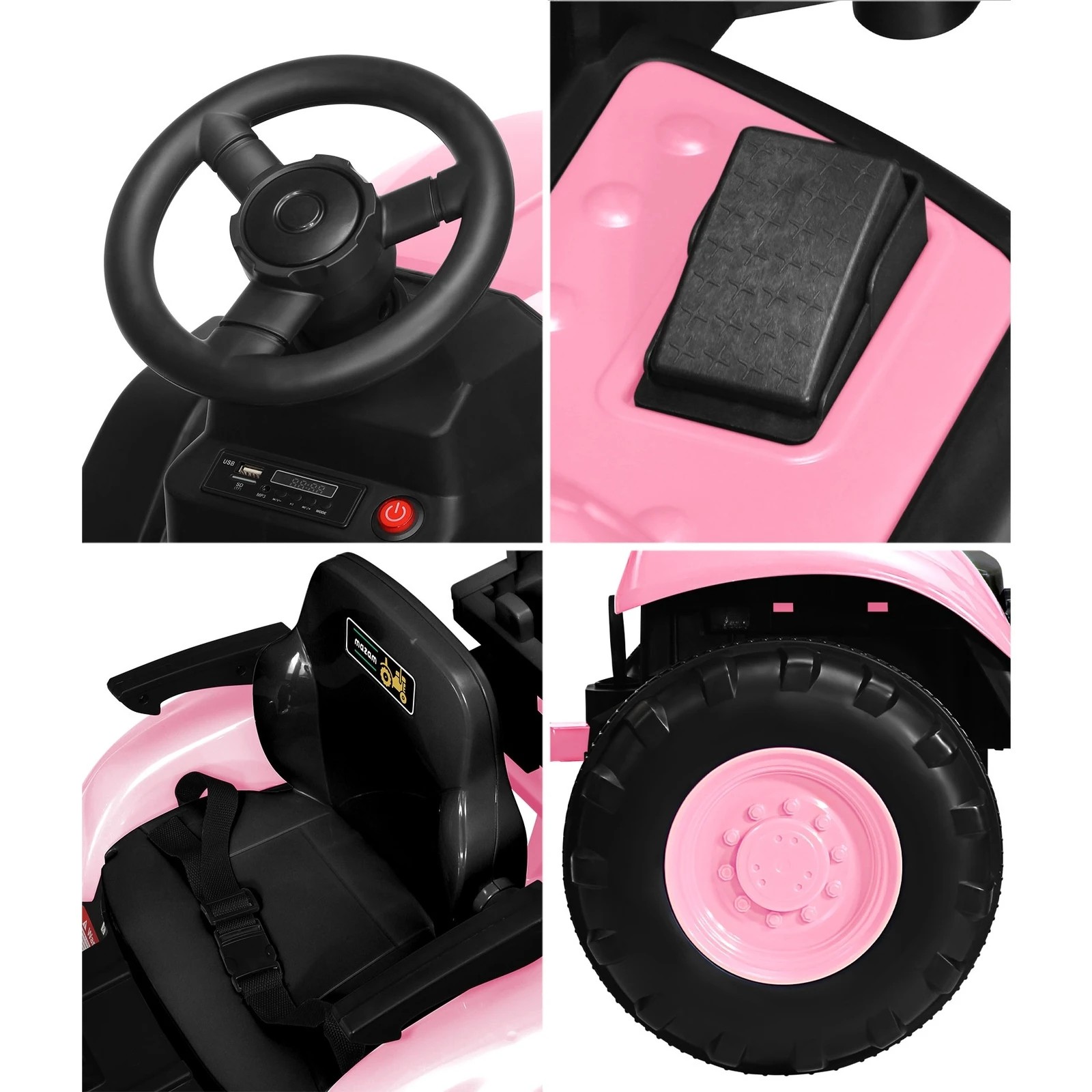 6 Mazam 156 Cm Kids Ride On Car Tractor 12v Remote Control Electric Gift Toy
 - Pink, 6 of 10