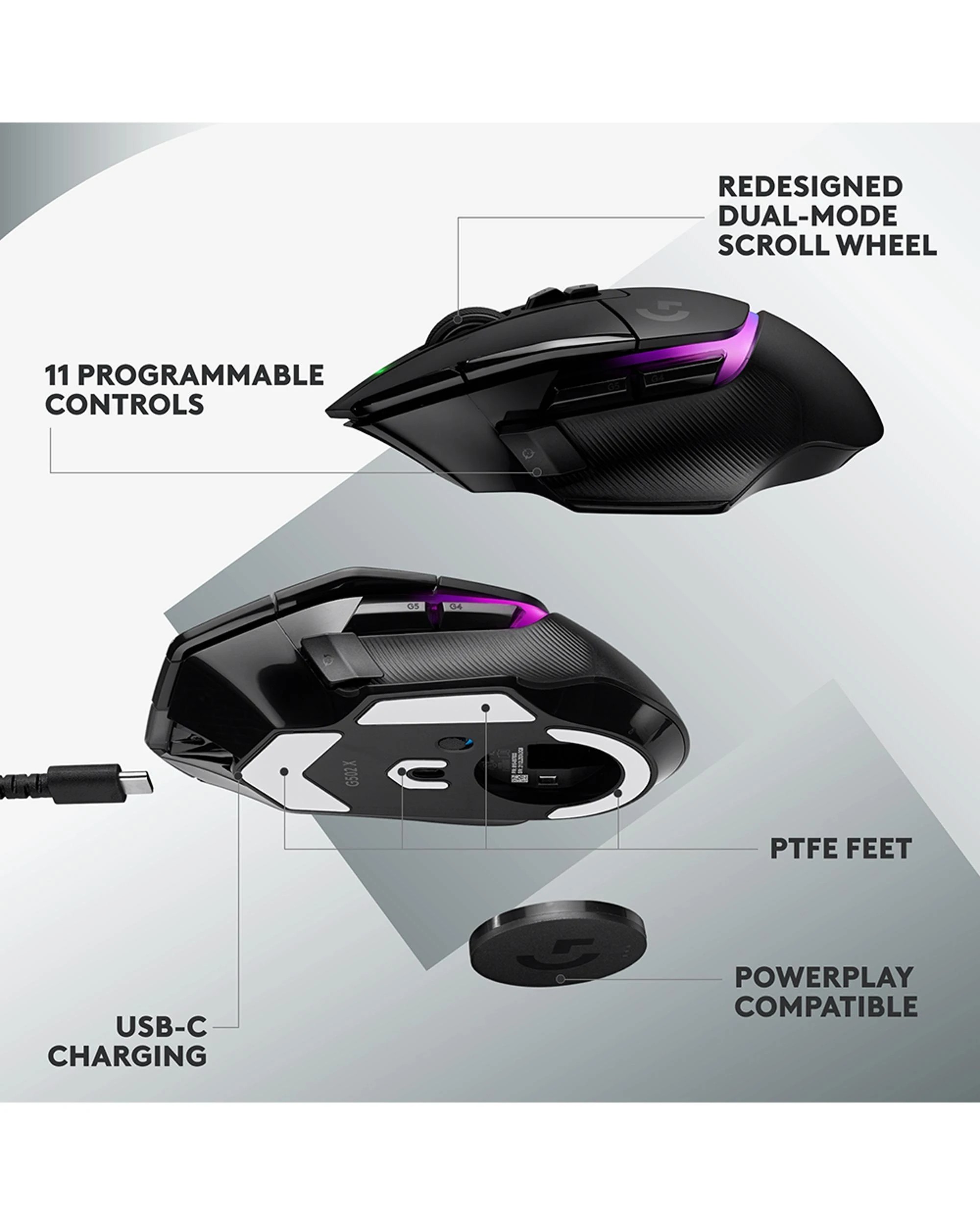 7 Logitech G502 X PLUS LIGHTSPEED Wireless RGB Gaming Mouse - Black, 7 of 9