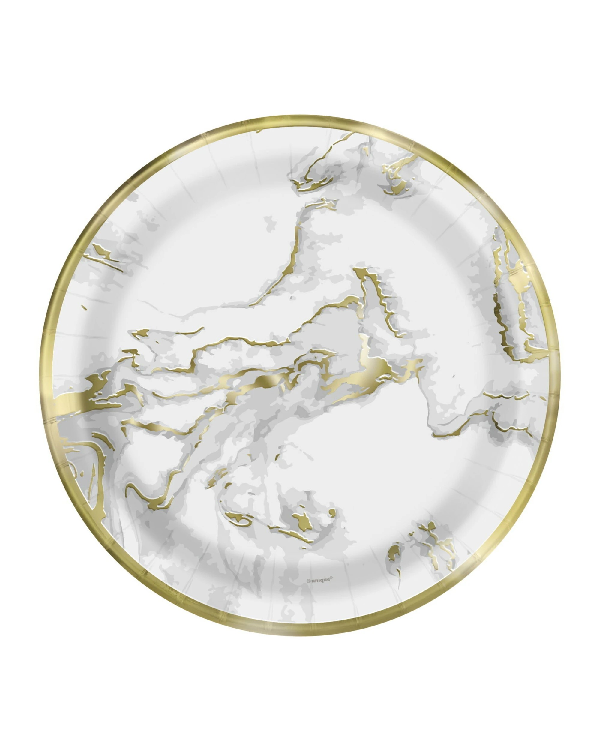 1 Unique Gold Marble Small Paper Plates Pack of 10, 1 of 1