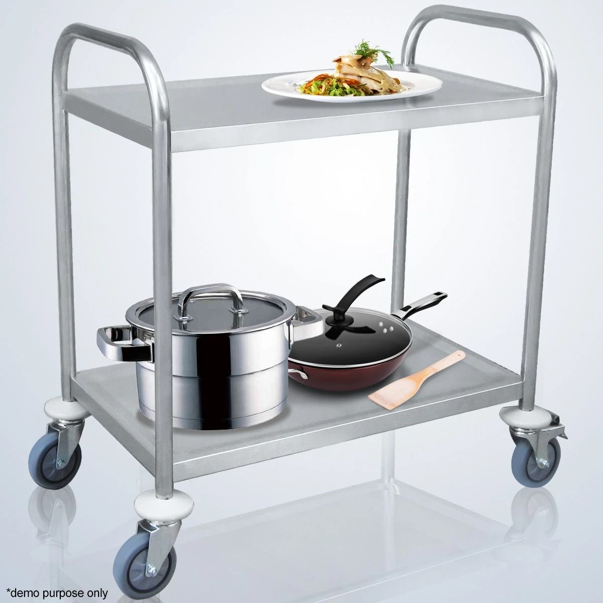 2 Ausway Two layer Stainless Steel Kitchen Storage Trolley, 2 of 8