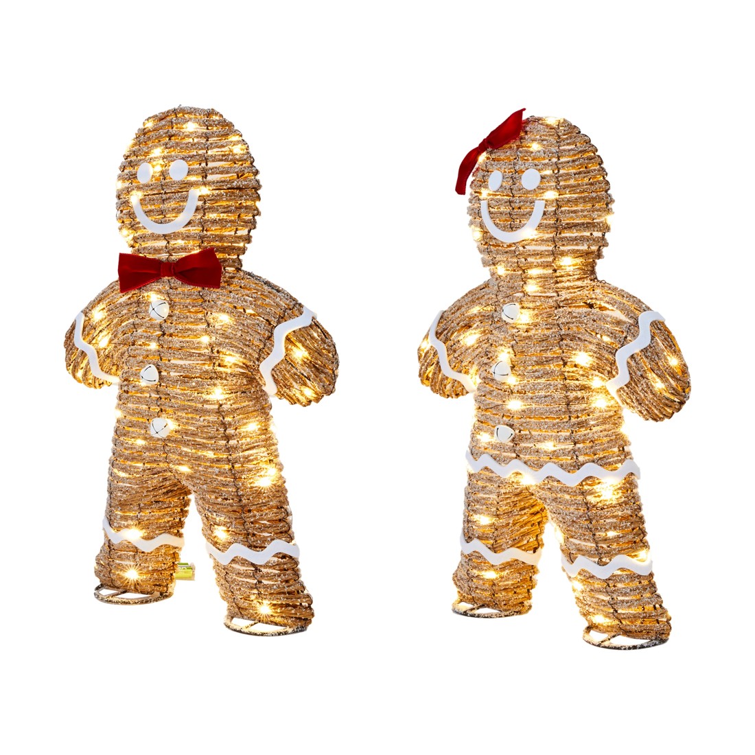 2 Battery Operated Light Up Rattan Look Gingerbread - Assorted, 2 of 9
