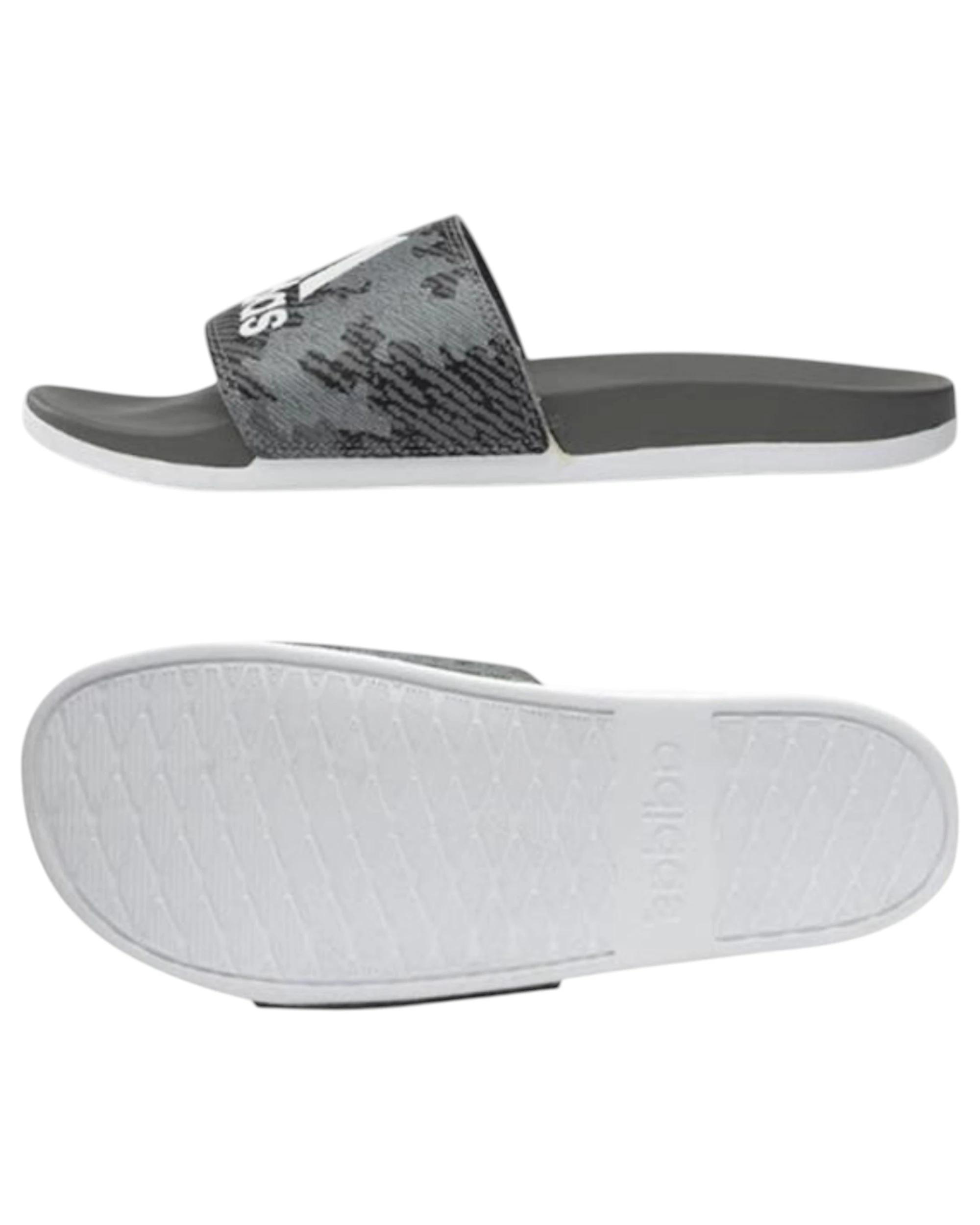 2 Adidas Mens Grey/White Adilette Comfort Sandals Slides GREY/WHITE/GREY, 2 of 3