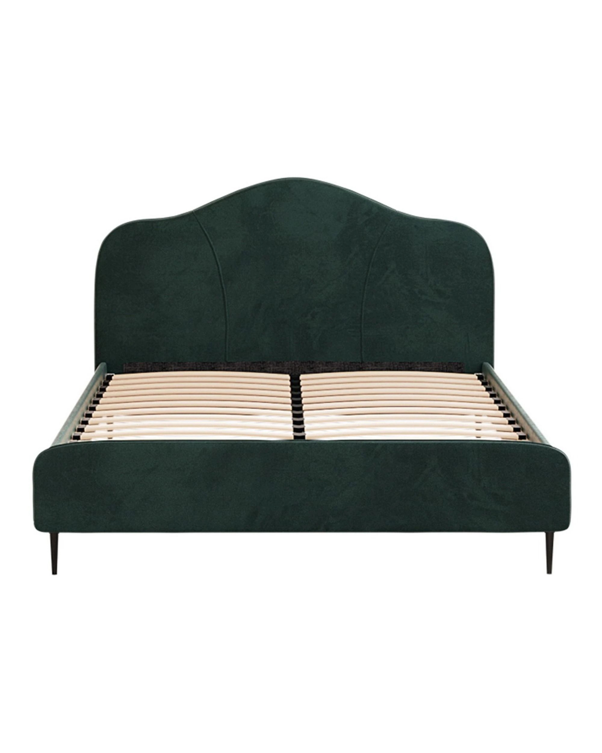 2 Artiss Bed Frame Queen Size Velvet Dark Green OLAN - Green, 2 of 6