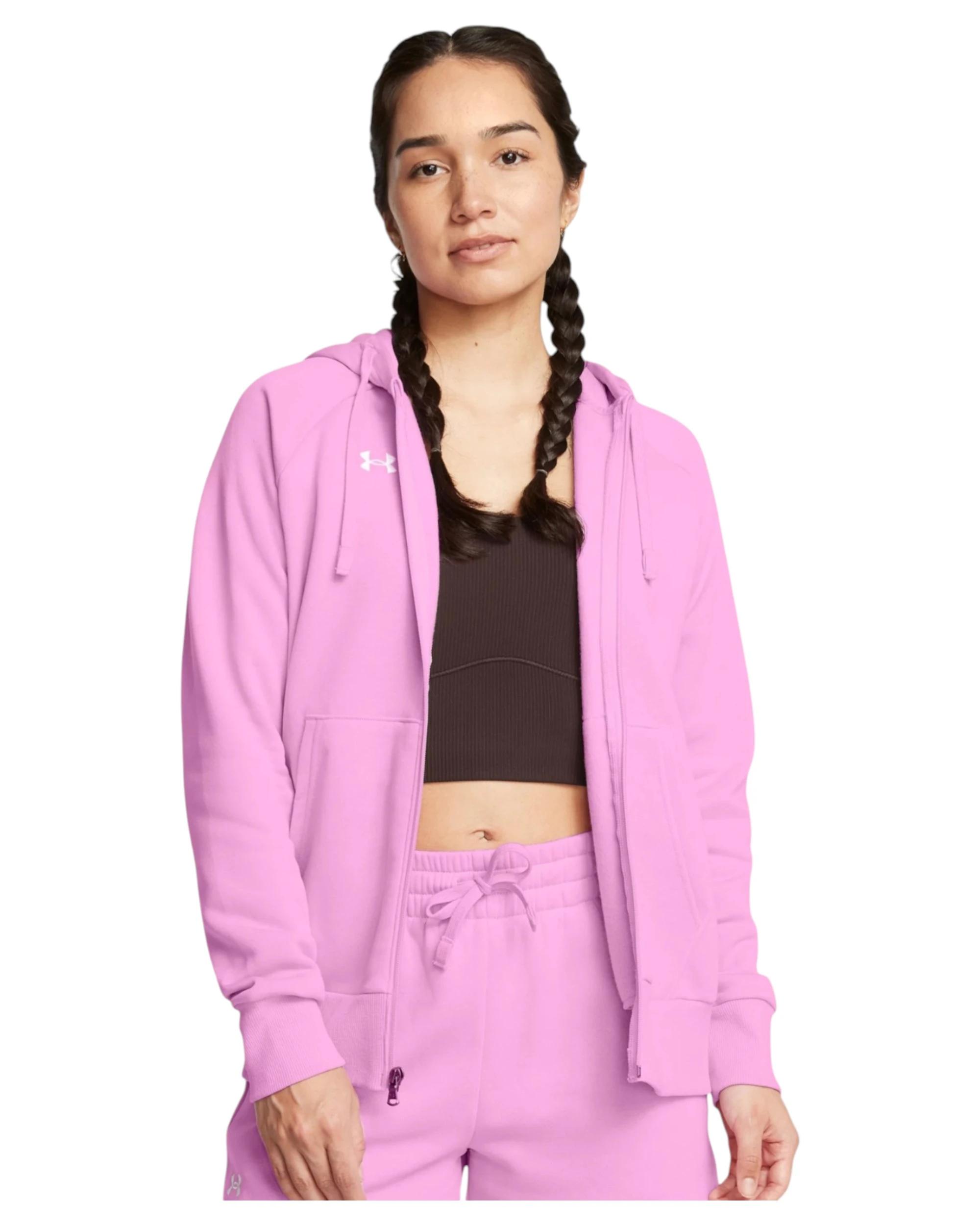 3 Under Armour Womens Rival Fleece Full Zip Pink Hooded Jacket PINK, 3 of 5