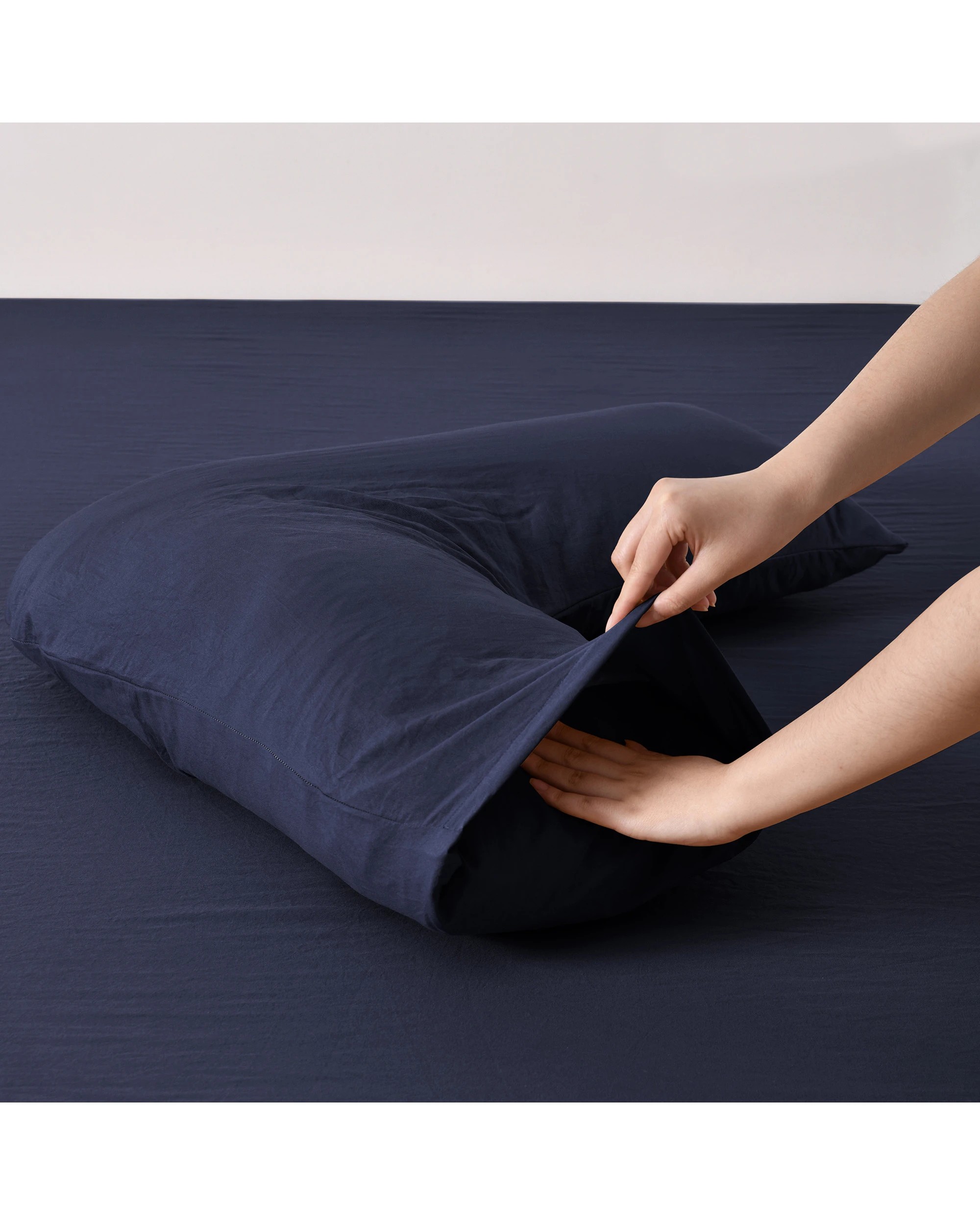 3 Dreamaker Superfine Washed Microfibre V-Shape Pillowcase Twin Pack - Navy, 3 of 5