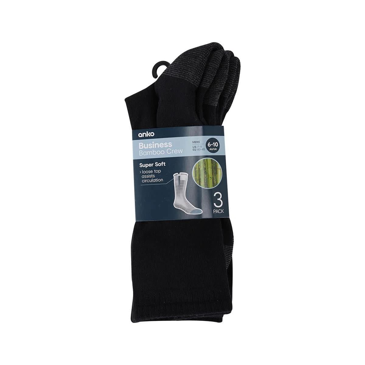 3 3 Pack Bamboo Business Socks BLACK, 3 of 3