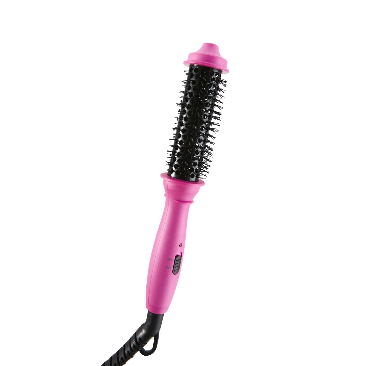 1 Mini Curling Brush - Pink and Black, 1 of 9
