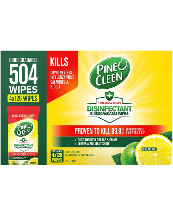 Pine O Cleen Multipurpose Biodegradable Lemon Lime Wipes 504s