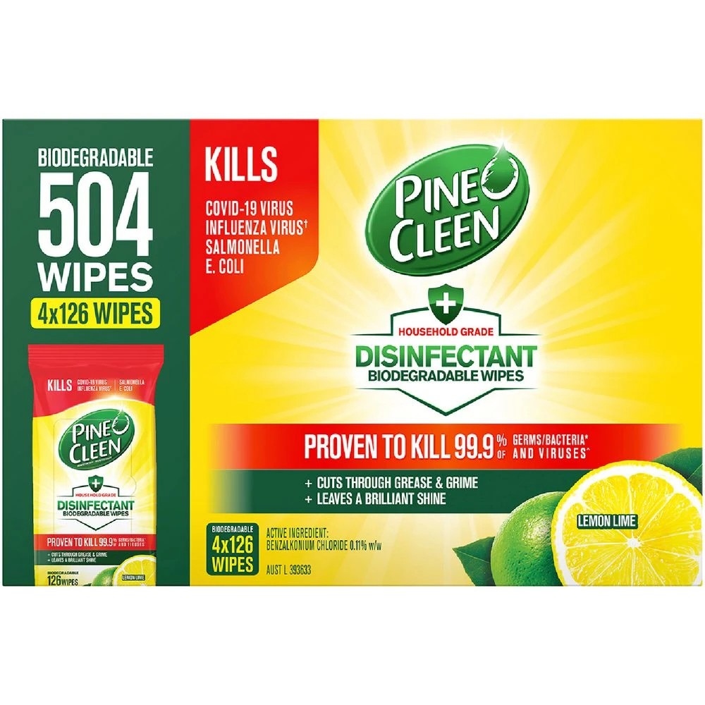 1 Pine O Cleen Multipurpose Biodegradable Lemon Lime Wipes 504s, 1 of 1