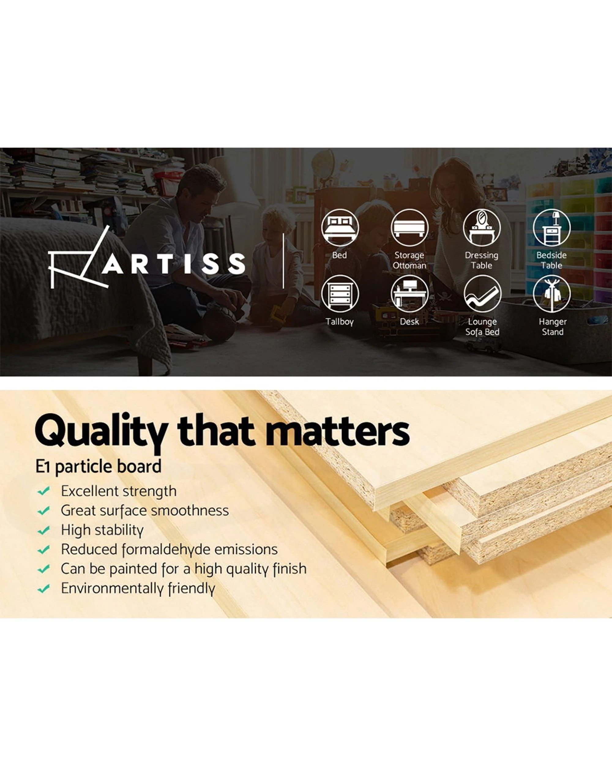 3 Artiss Bedside Table 1 Drawer with Shelves Nightstand Compact Design Storage Modern Decor Easy Assembly - White, 3 of 8