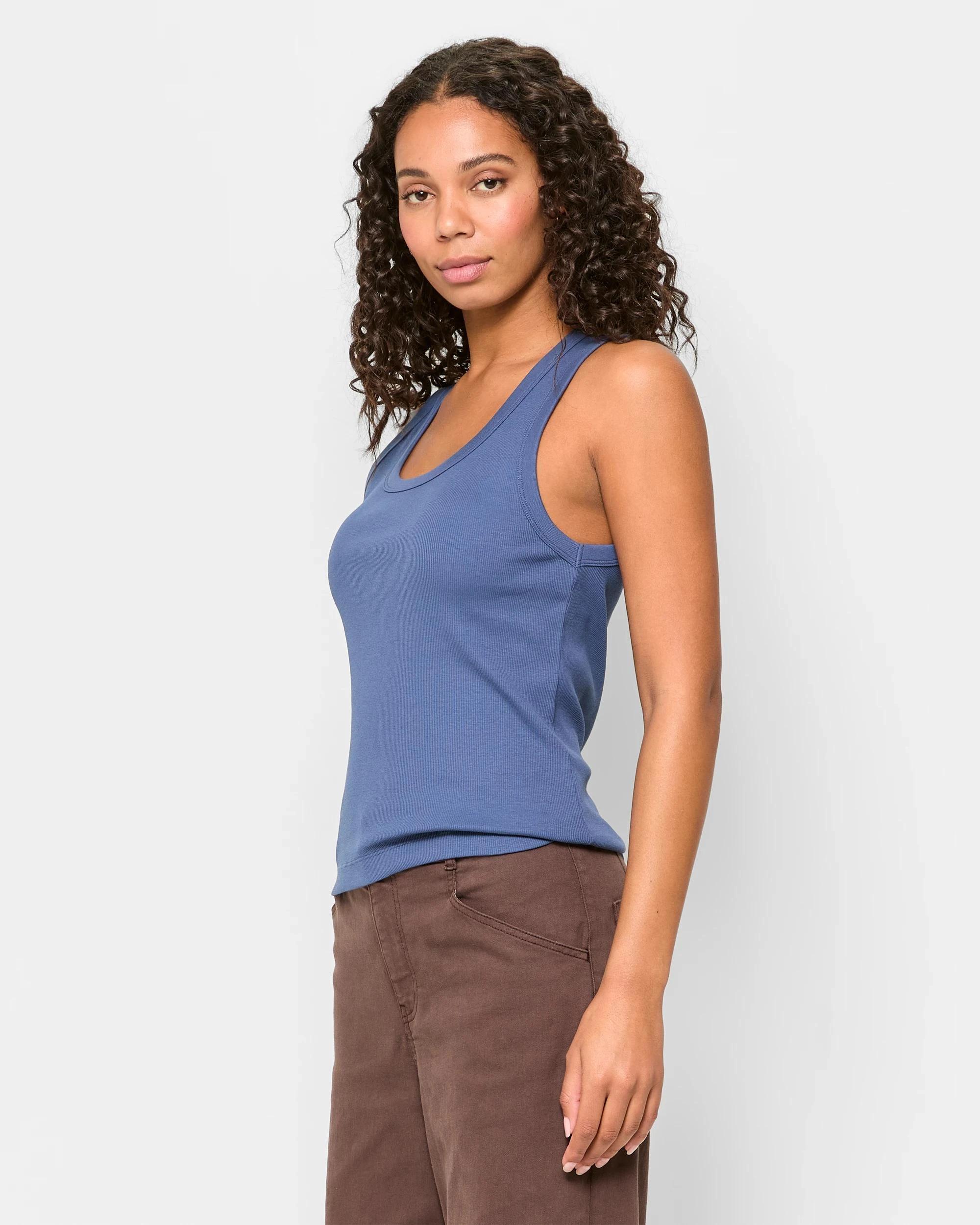 3 Target Australian Cotton Rib Tank Top DEEP INDIGO, 3 of 5