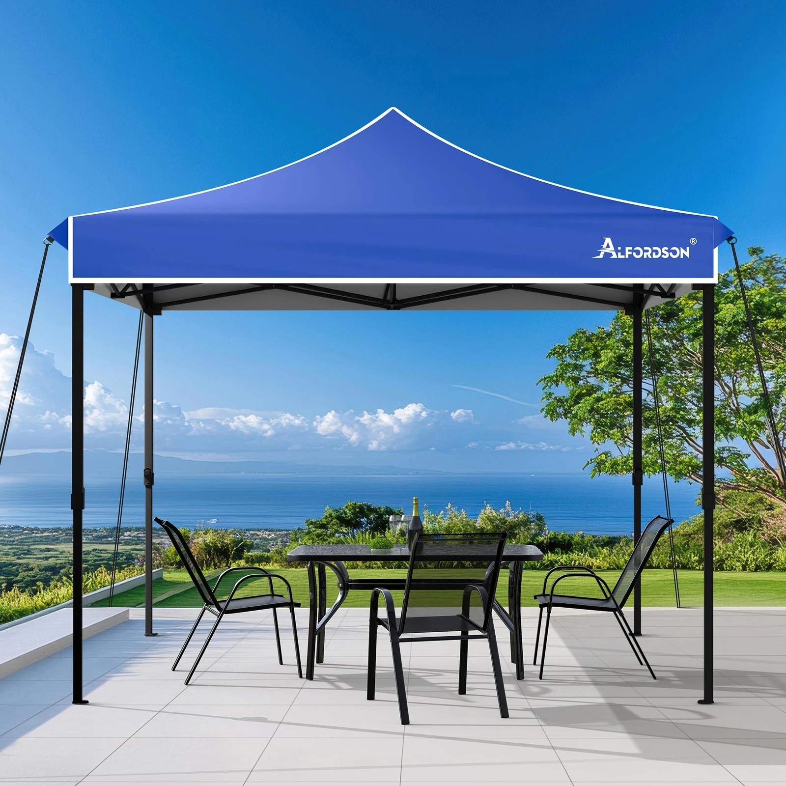 3 Alfordson Pop Up Marquee Side Wall Portable 3x3m Gazebo - Blue, 3 of 10