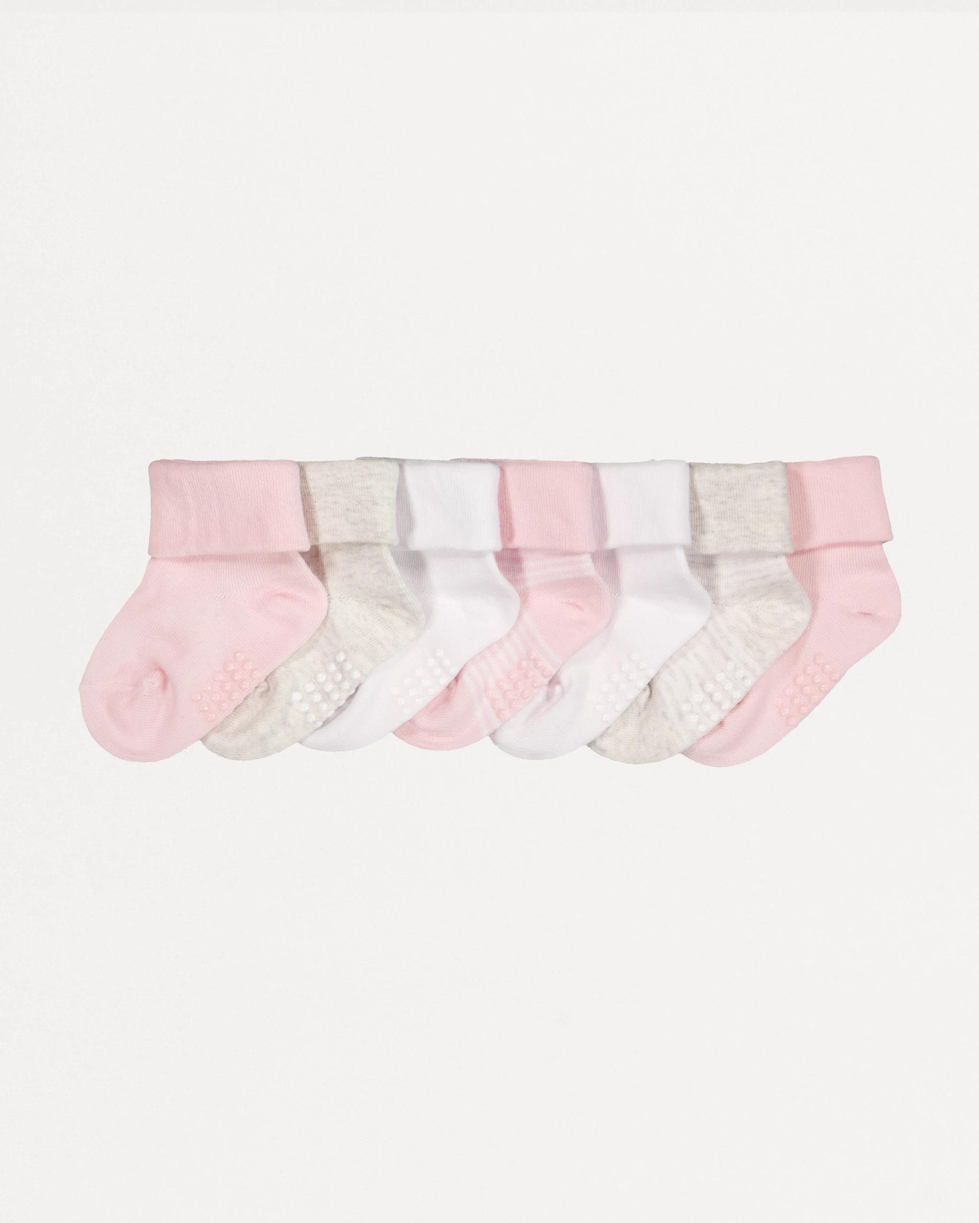 1 7 Pack Turn Over Top Socks Pnk Pck, 1 of 3