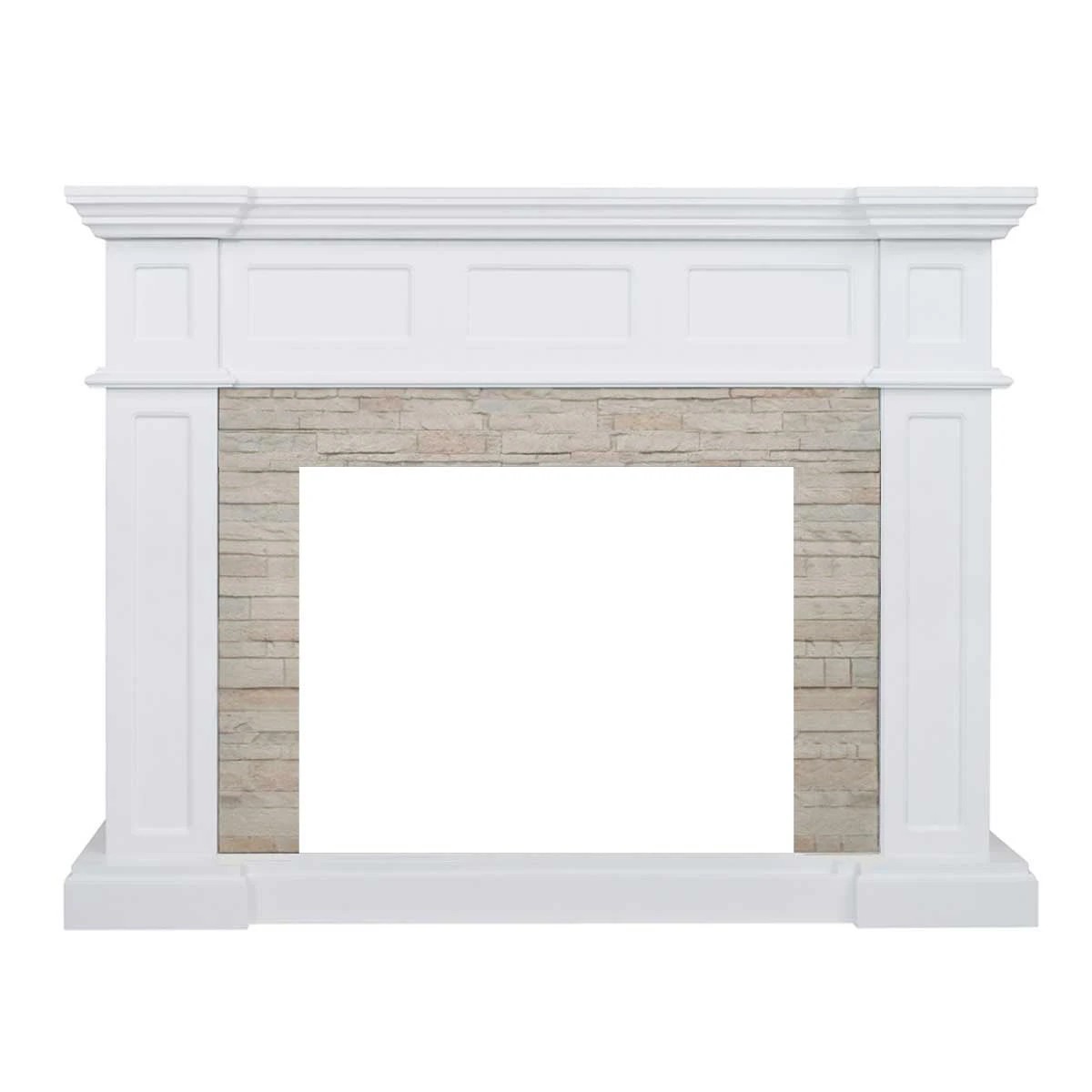 5 Moda Living Hudson Electric Fireplace Heater Stone Veneer Mantel Suite with Orion Insert - White, 5 of 5