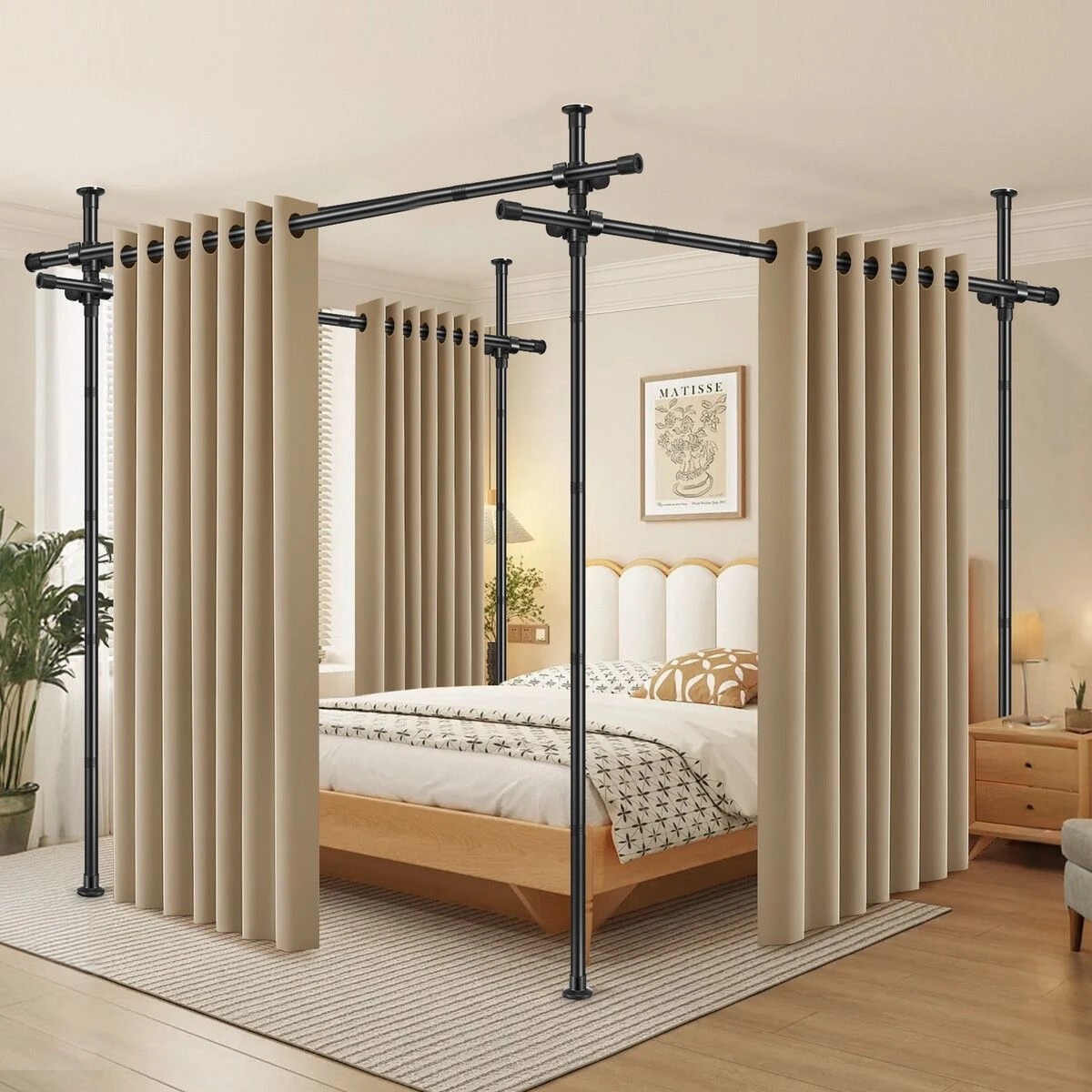 2 AUSWAY Room Divider Curtain Rod No Drill Temporary Wall Tension, 2 of 2