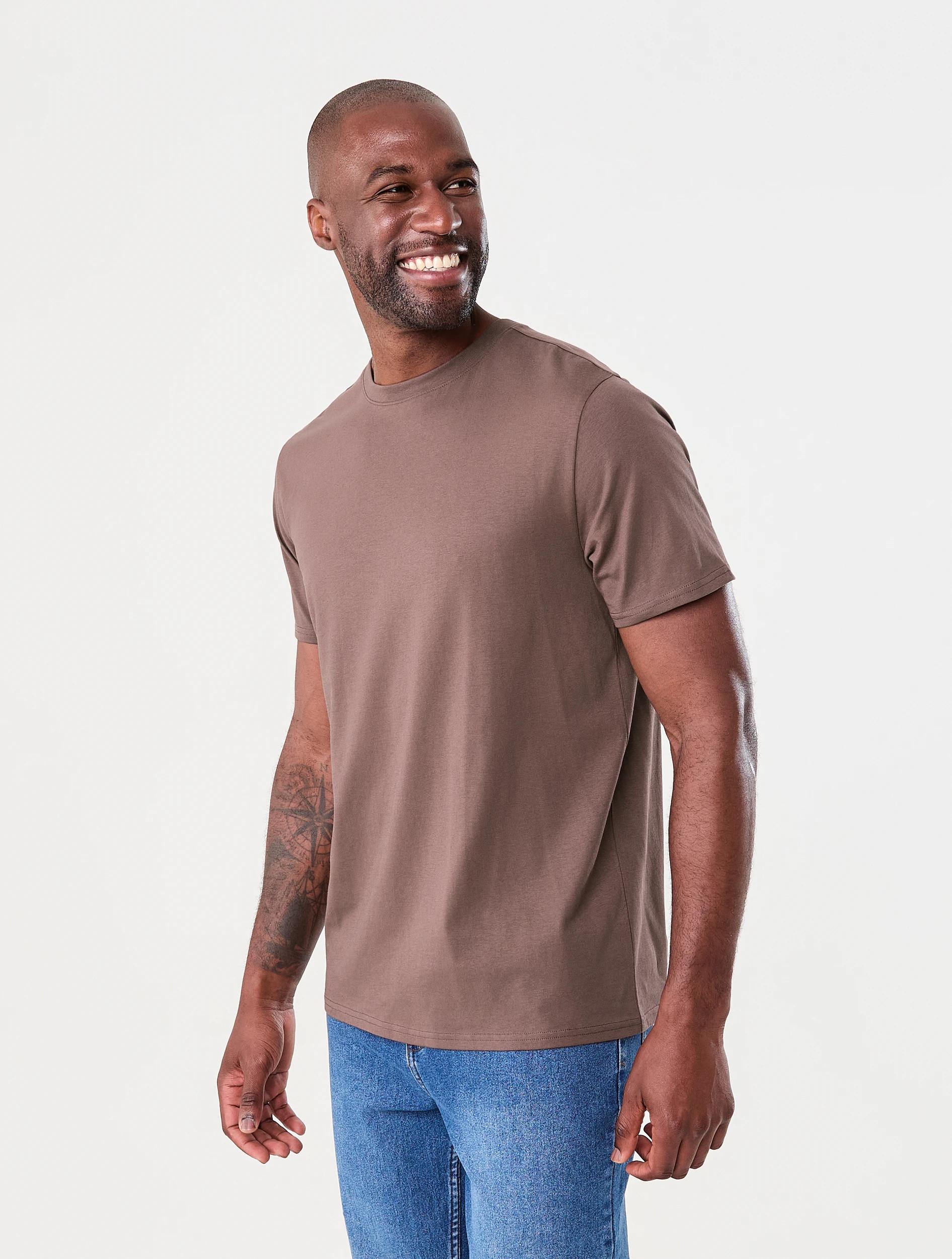 2 Australian Cotton Crew Neck T-shirt Brn Stone, 2 of 6