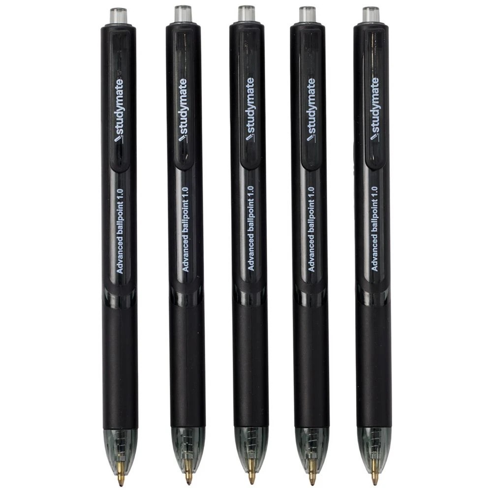 3 Studymate Semi-Gel Retractable Ballpoint Pen Black 5 Pack, 3 of 4