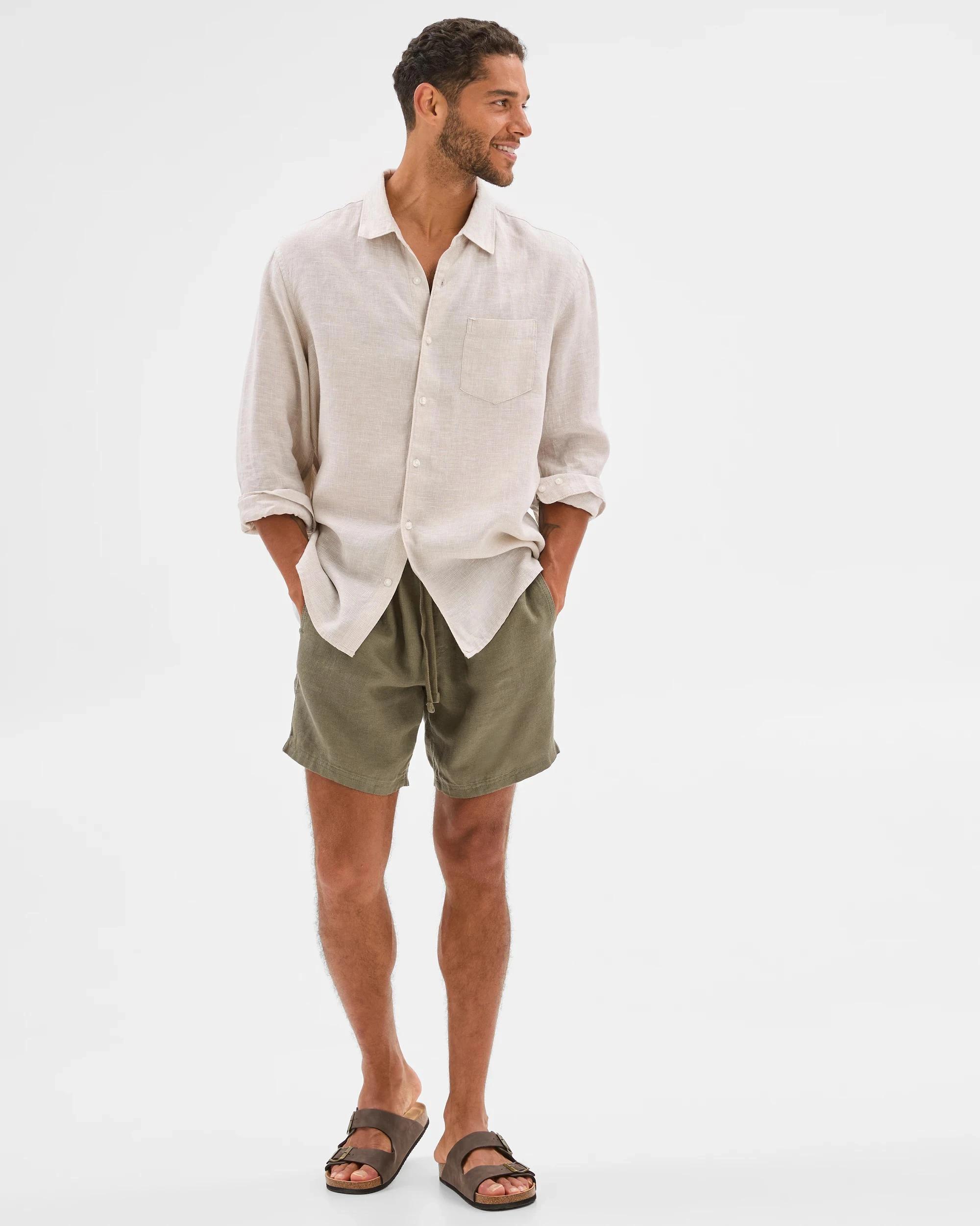 1 Target European Linen Shorts KHAKI, 1 of 6
