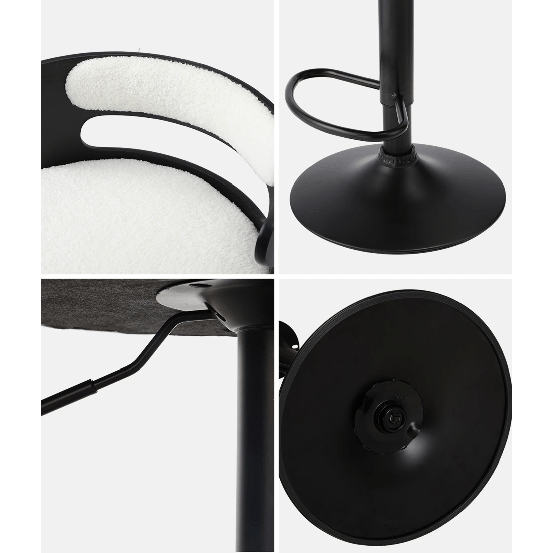 4 Oikiture 4x Bar Stools Kitchen Gas Lift Swivel Chairs Stool Wooden Boucle
 - White, 4 of 9