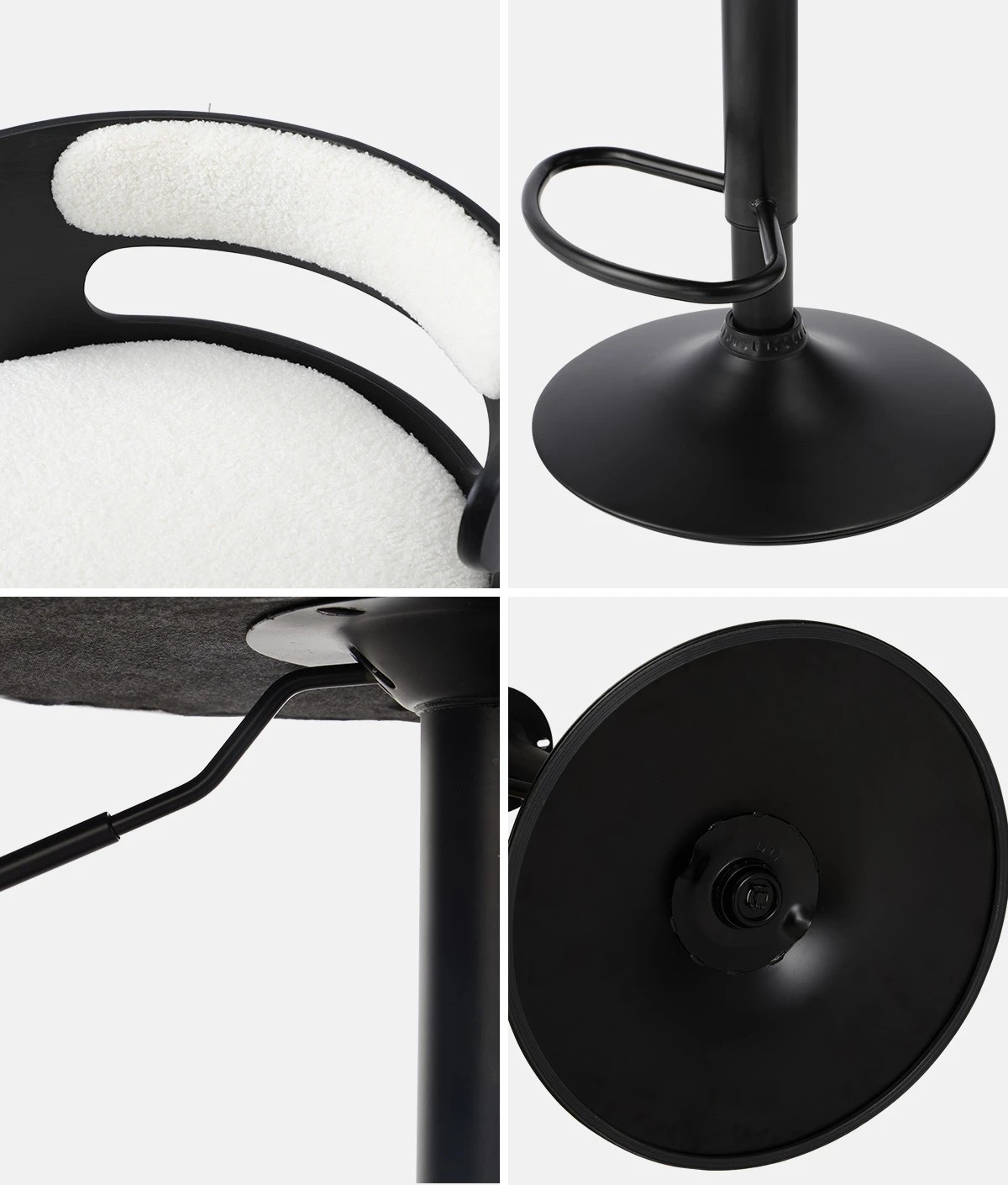 4 Oikiture 4x Bar Stools Kitchen Gas Lift Swivel Chairs Stool Wooden Boucle
 - White, 4 of 9