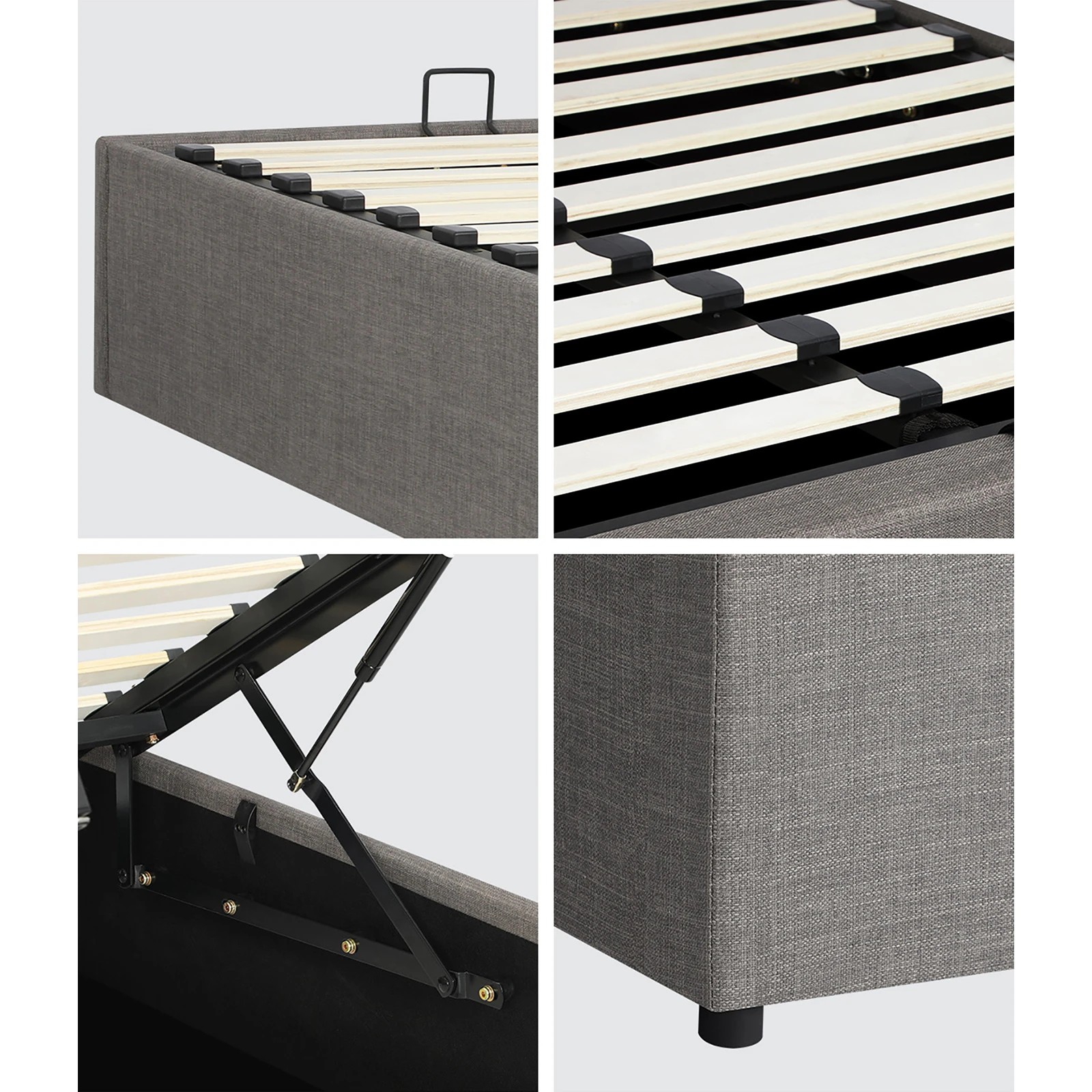 5 Oikiture Bed Frame King Size Gas Lift Base With Storage
 - Grey, 5 of 10