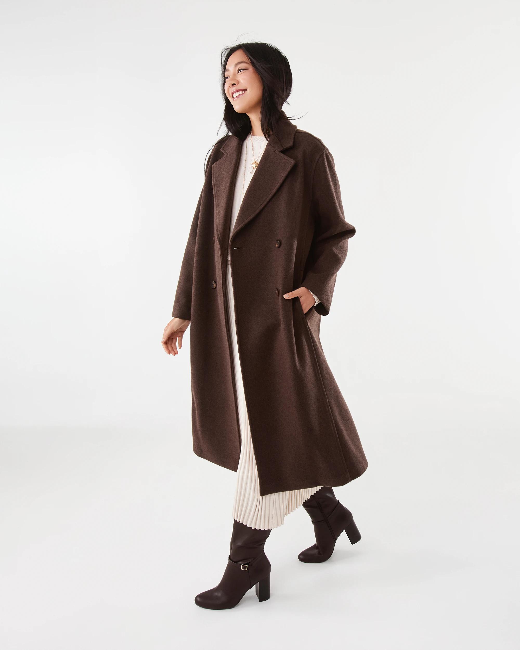 2 Longline Oversized Coat Melt Brown, 2 of 7