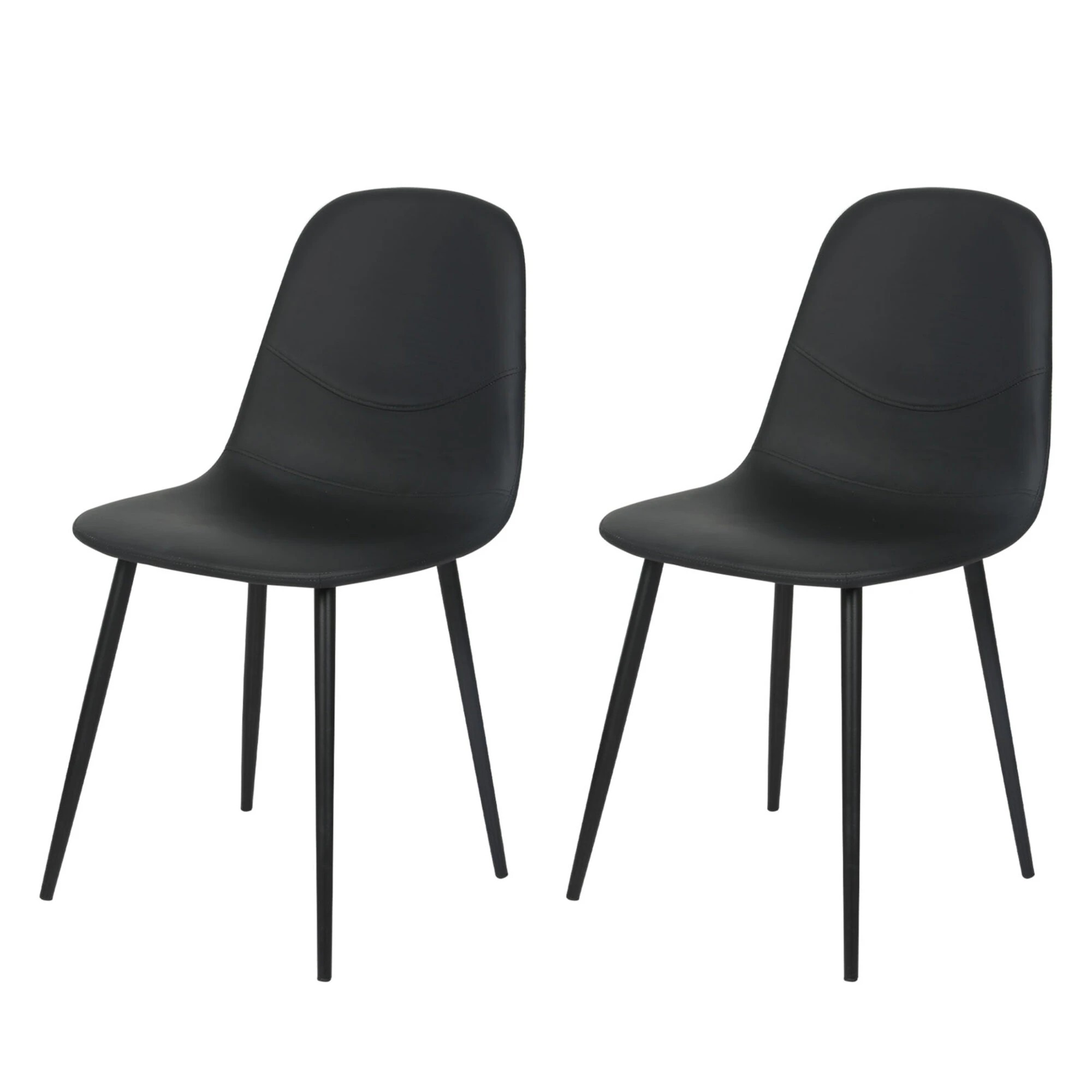 1 Levede 2x Dining Chairs Kitchen Eames Accent Chair Lounge Room Padded PU Leather - Black - Black, 1 of 9