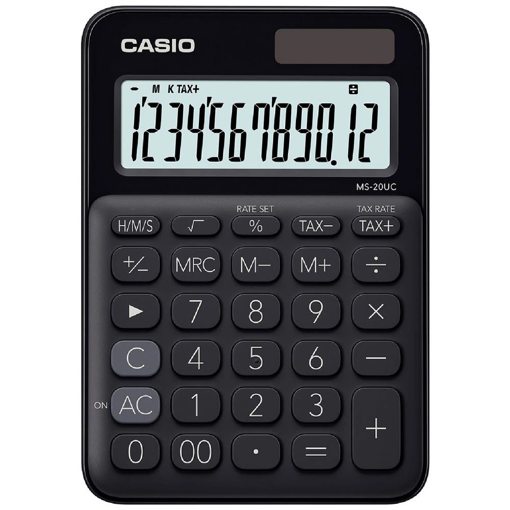 1 Casio 12 Digit Desktop Calculator Black MS20UC, 1 of 6