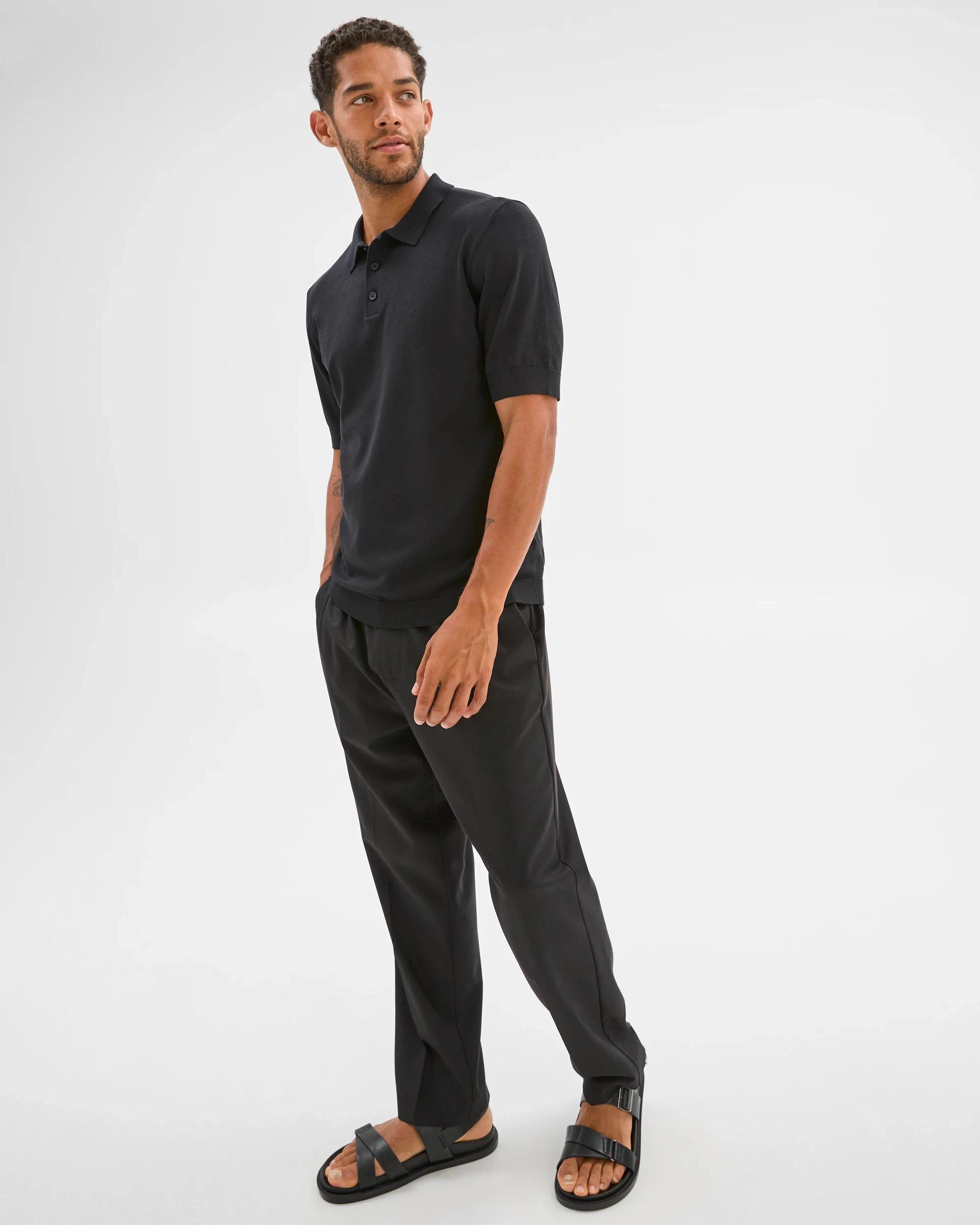 2 Preview Knit Polo Top BLACK, 2 of 6