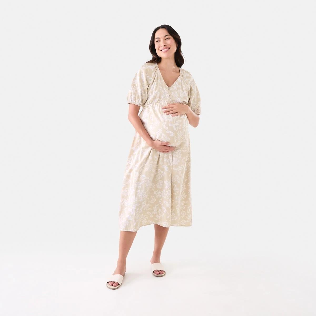 1 Maternity Short Sleeve Midi Dress Flrikat Bn, 1 of 6