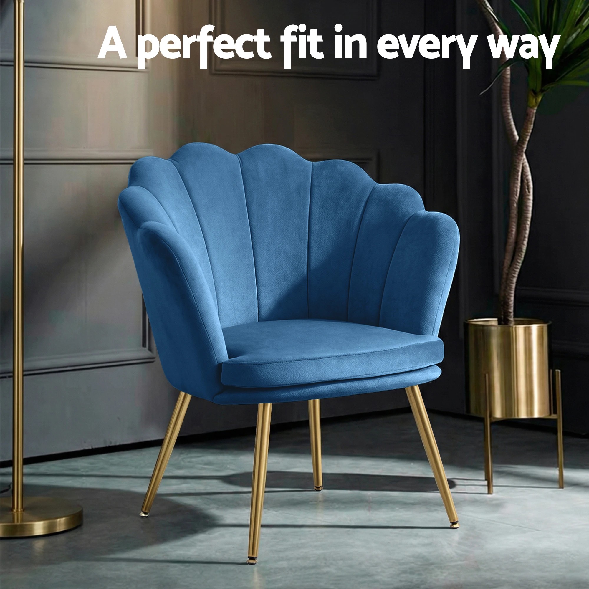 3 Artiss Armchair Velvet   Callista - Blue, 3 of 7