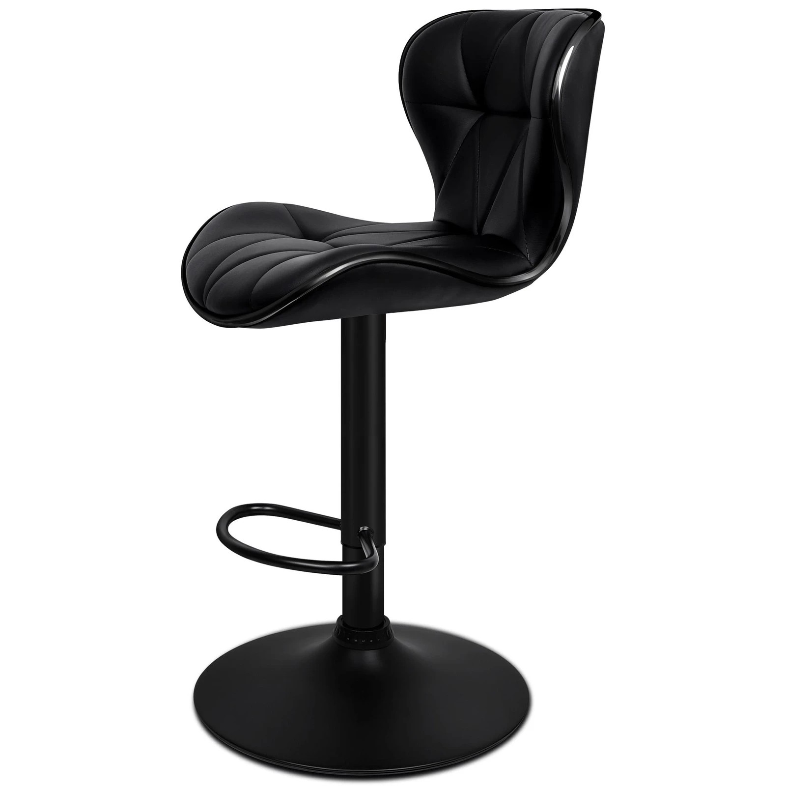 5 Alfordson 2x Bar Stools Luna Kitchen Swivel chair Leather Gas lift - Black, 5 of 10