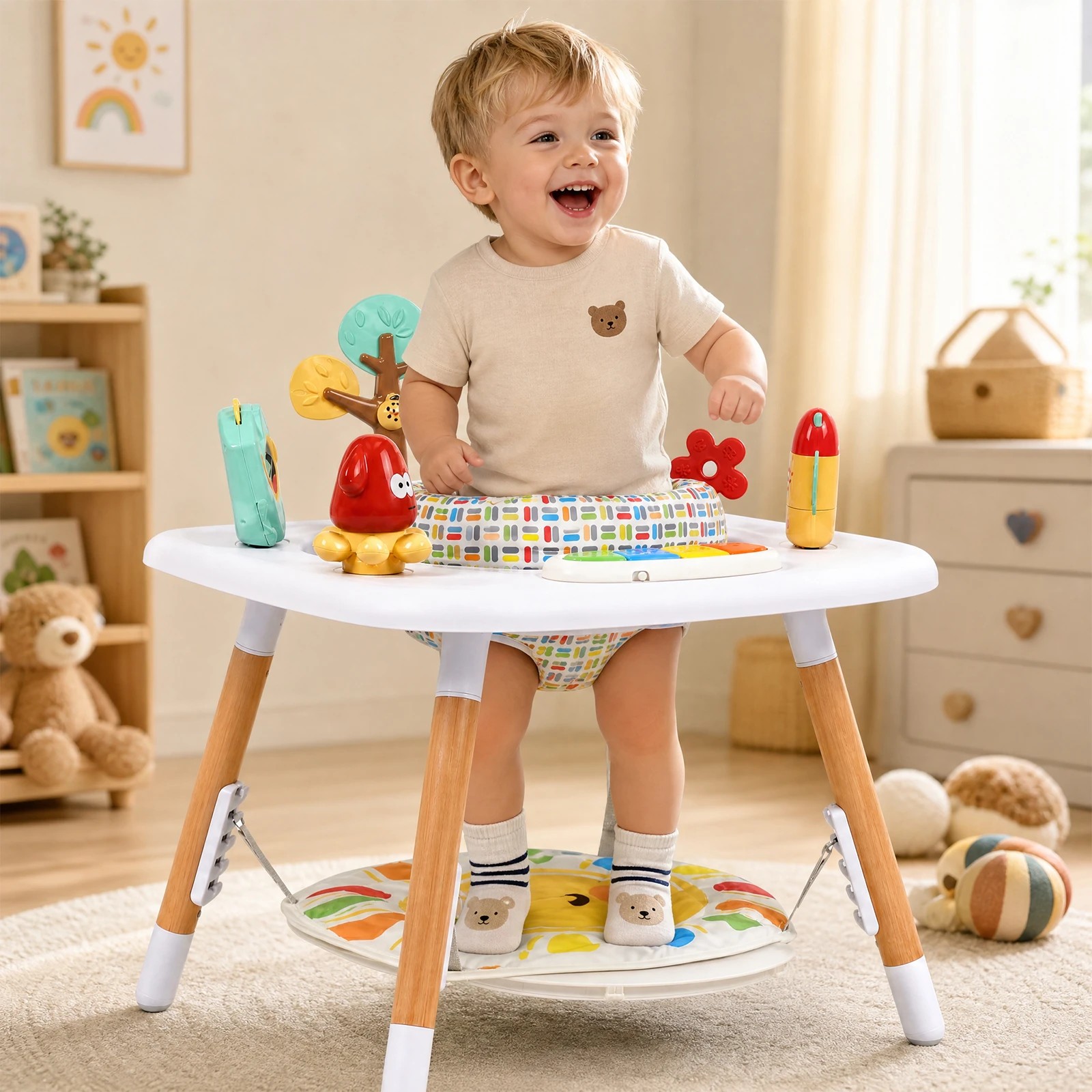 3 Advwin Baby Activity Center Baby Jumper Height Adjustable Sensory Toys  Learning Table - White, 3 of 7
