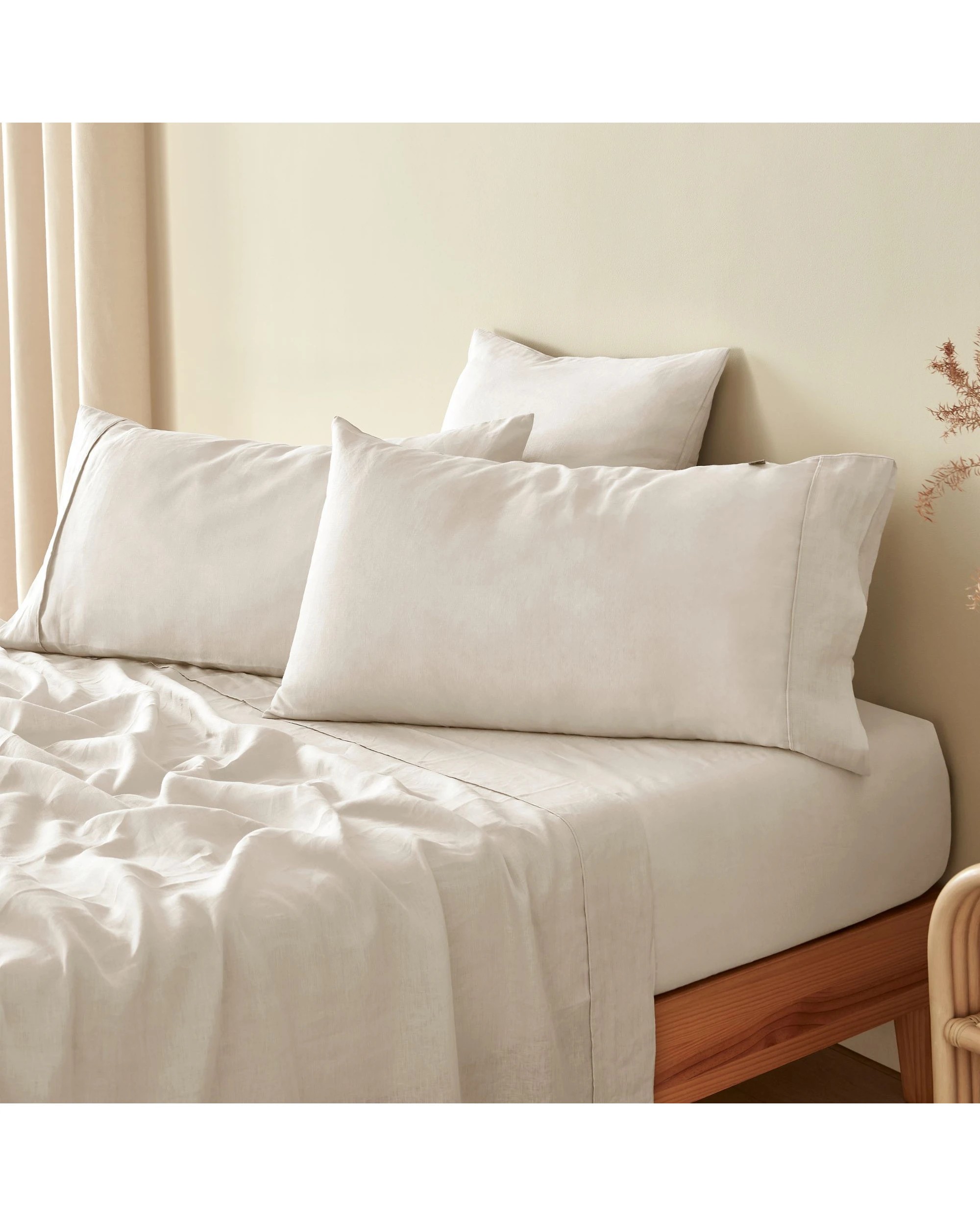1 Natural Home 100% European Flax Linen King Pillowcase Twin Pack - Natural, 1 of 4