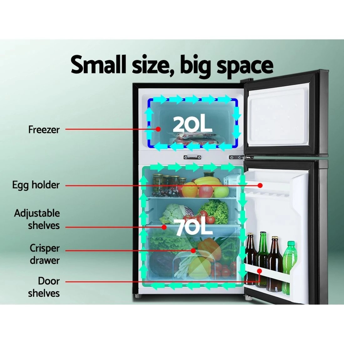 4 Glacio 90L Portable Fridge Freezer Bar Upright 12V/24V/240V Camping - Black, 4 of 6