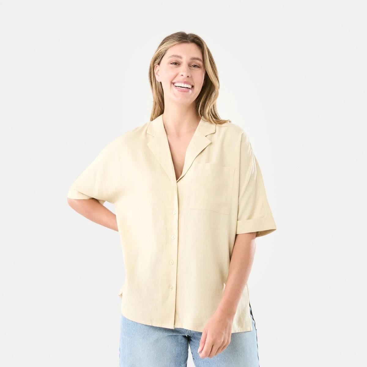 1 Short Dolman Sleeve Shirt Ylw Straw, 1 of 8