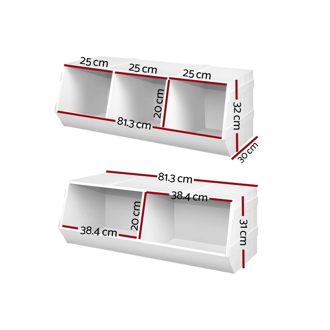 3 Keezi Kids Toy Box Bookshelf Storage Bookcase Organiser Display Stackable - White, 3 of 7