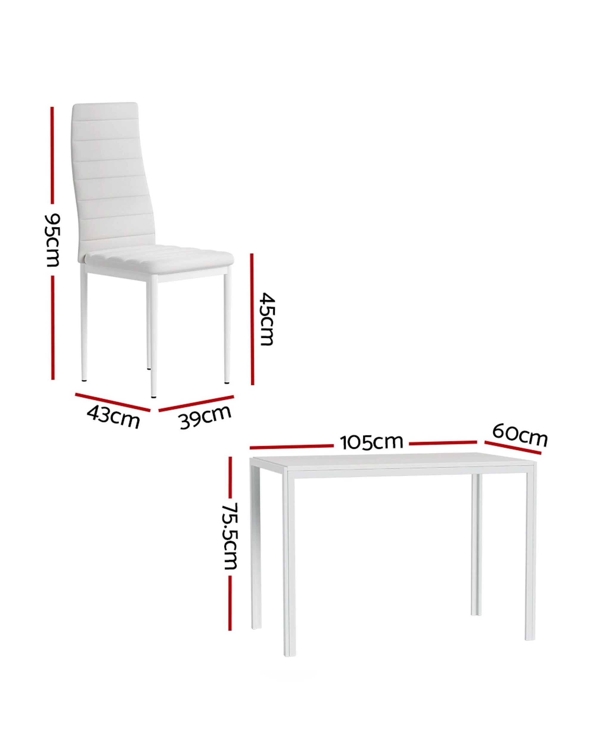 2 Artiss Dining Chairs and Table Dining Set 4 Chair Set Of 5 - White, 2 of 5