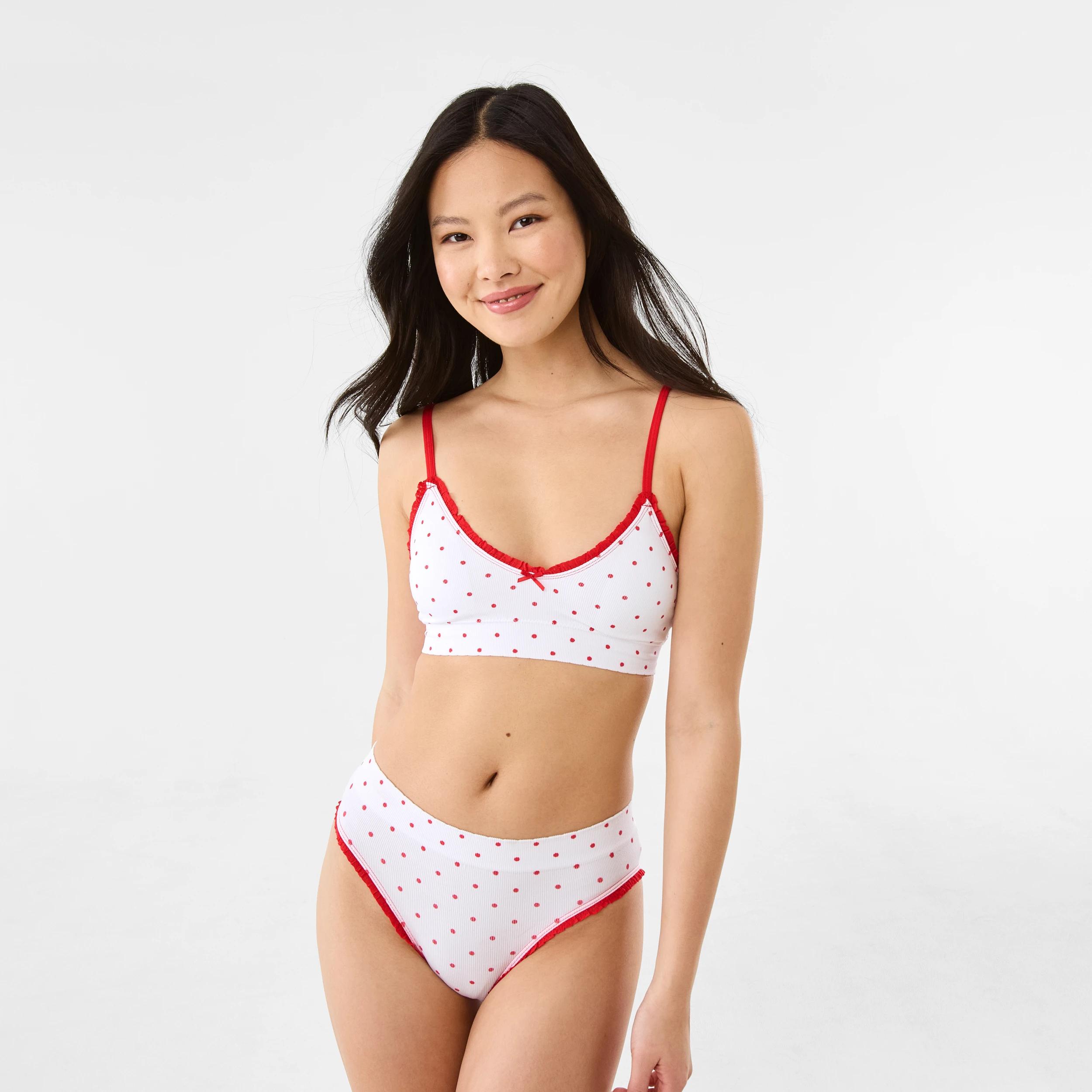 8 3 Pack Seamfree Rib Bikini Briefs MA CHERIE, POLKA DOT, STRAWBERRY, 8 of 8