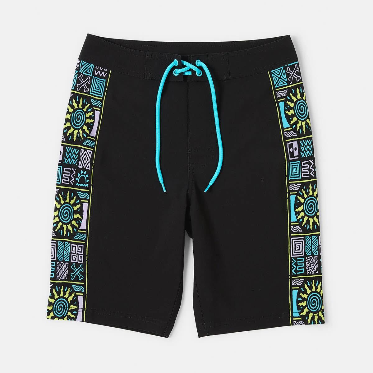 7 Panel Print Swim Shorts Black, 7 of 8
