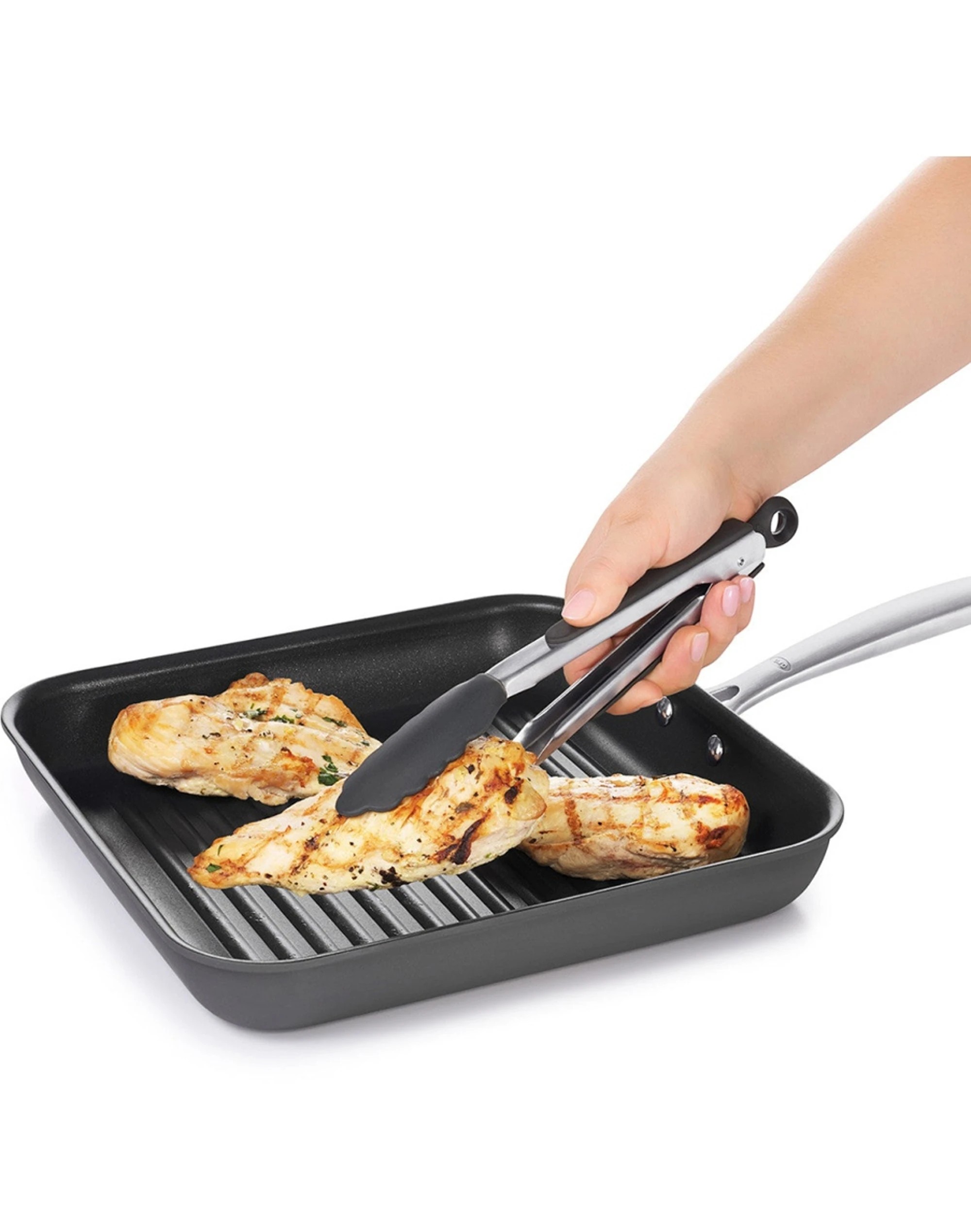 4 Oxo Heat Resistant Non-Stick Safe Tongs With Silicone Heads 30cm - Multi, 4 of 4