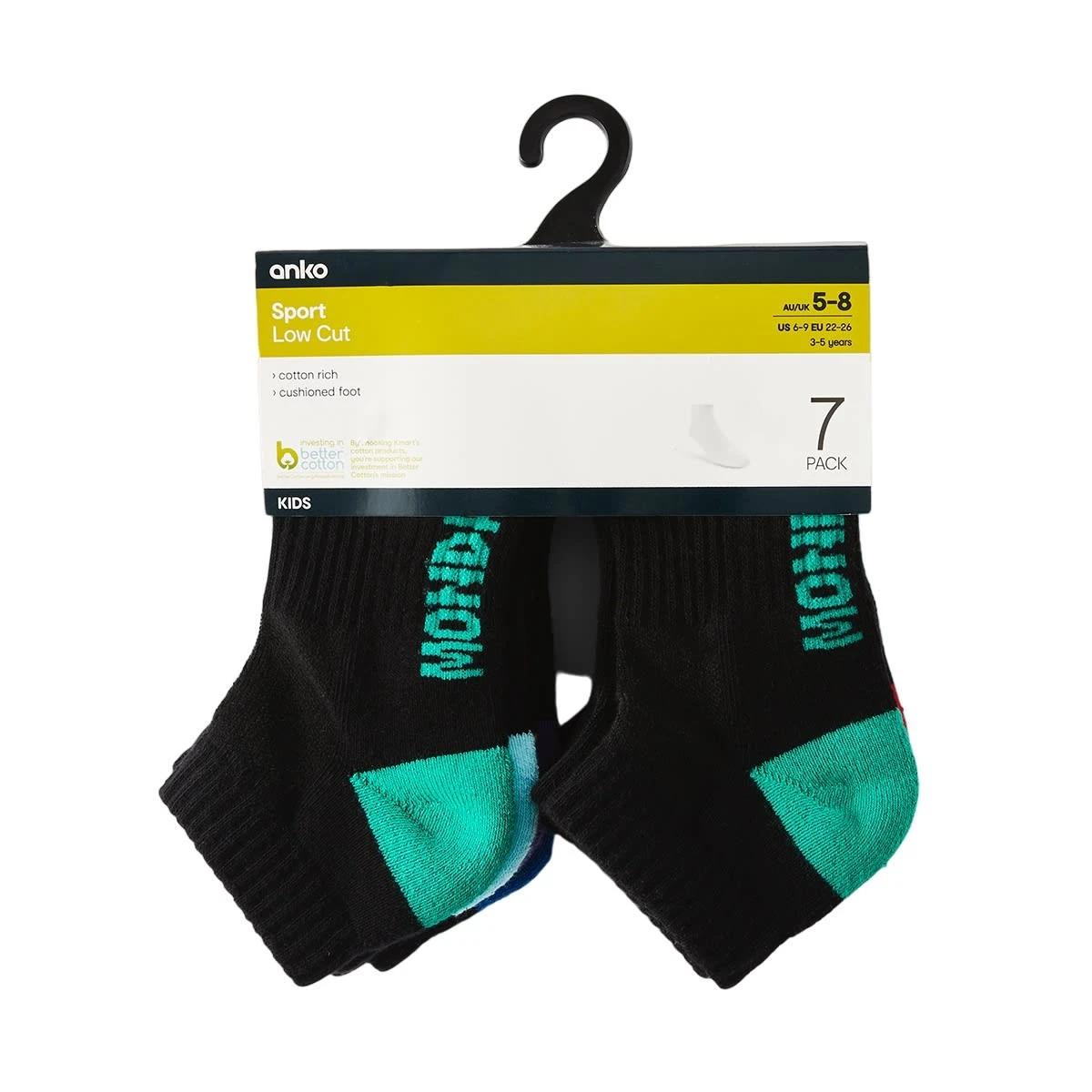 2 7 Pack Active Kids Days of the Week Low Cut Socks Blk Days, 2 of 2
