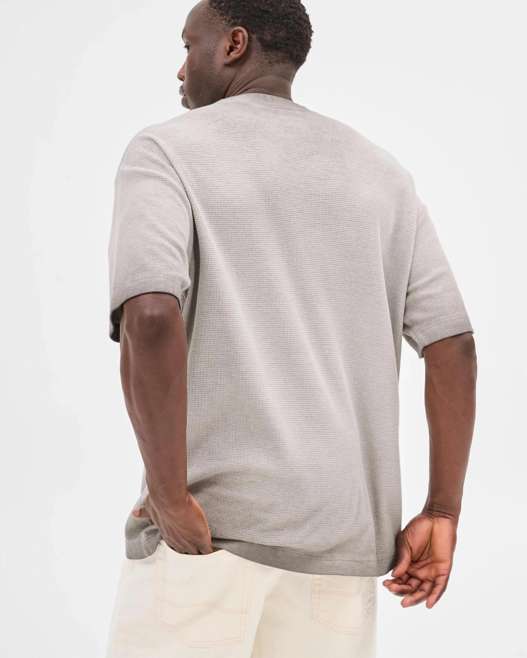 5 Australian Cotton Blend Waffle T-Shirt - Commons QUITE GREY, 5 of 5