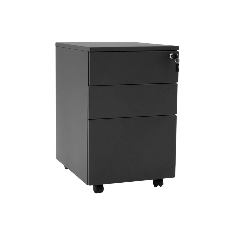 1 Stilford 3 Drawer Mobile Filing Pedestal AFRDI Black Cabinets Pedestals, 1 of 4