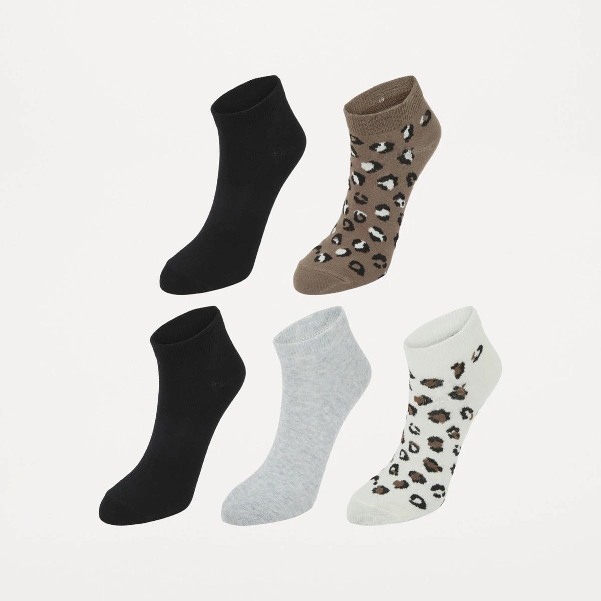 1 5 Pack Fashion Low Cut Socks BEIGE LEO MUTLI PACK OAT BEIGE, 1 of 3