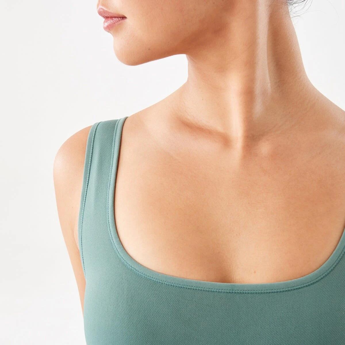 6 Active Womens Seamfree Square Tipping Crop Top Green Jet, 6 of 7