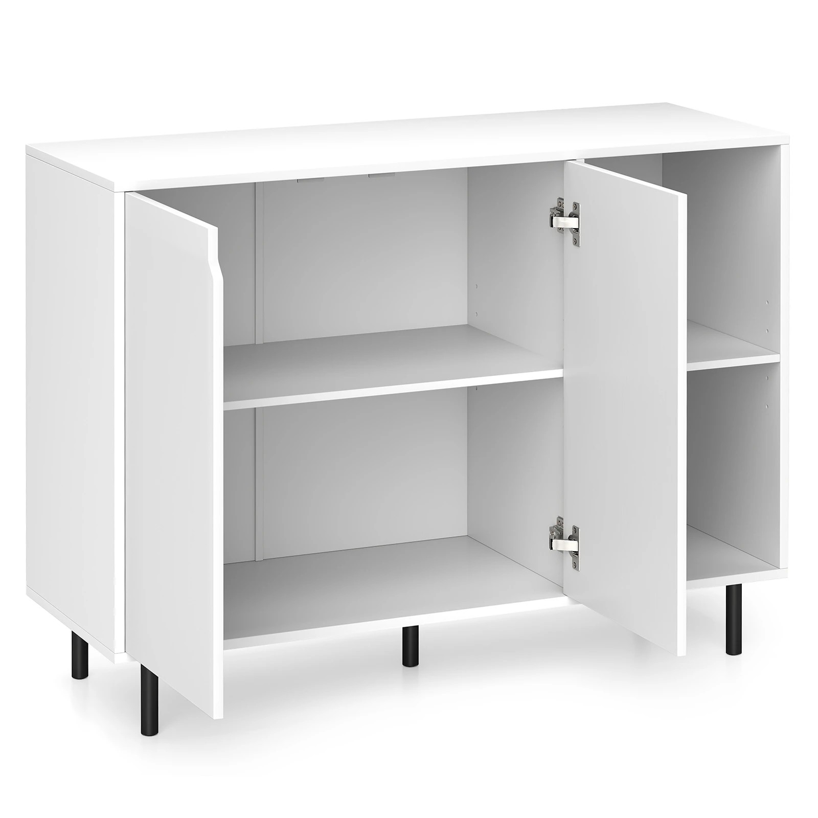 1 Costway 106cm Sideboard Modern Kitchen Storage Cabinet w/Adjustable Shelves - White, 1 of 3