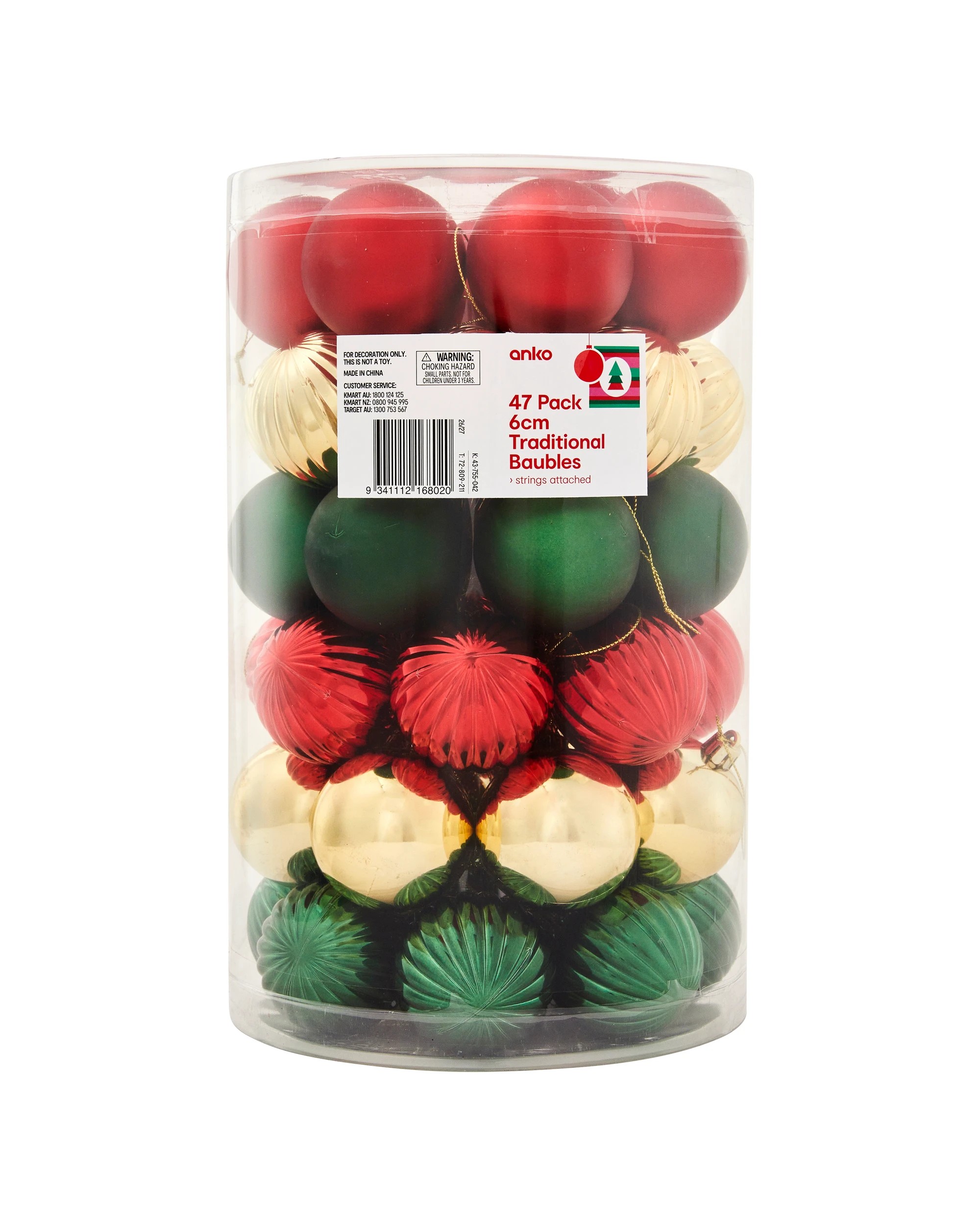 10 47 Pack 6cm Traditional Baubles, 10 of 10